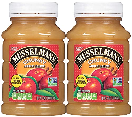 Musselman's CHUNKY Apple Sauce - 24 oz Jars (Pack of 10) - Natural, No Sugar Added, Unsweetened - Perfect for Snacks, Baking & Healthy Eating