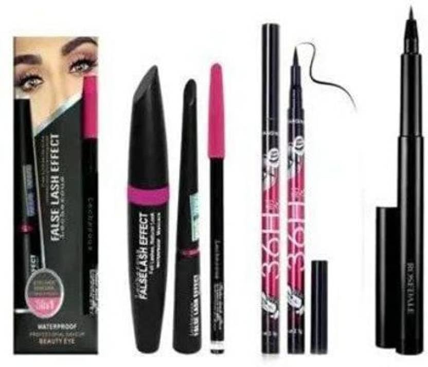 GELATO BEAUTY 3-in-1 Eye Makeup Kit: Waterproof Mascara, 36-Hour Eyeliner & Deep Black Kajal (5-Piece Set) - Perfect for Long-Lasting Smokey Eyes & Night Out Makeup