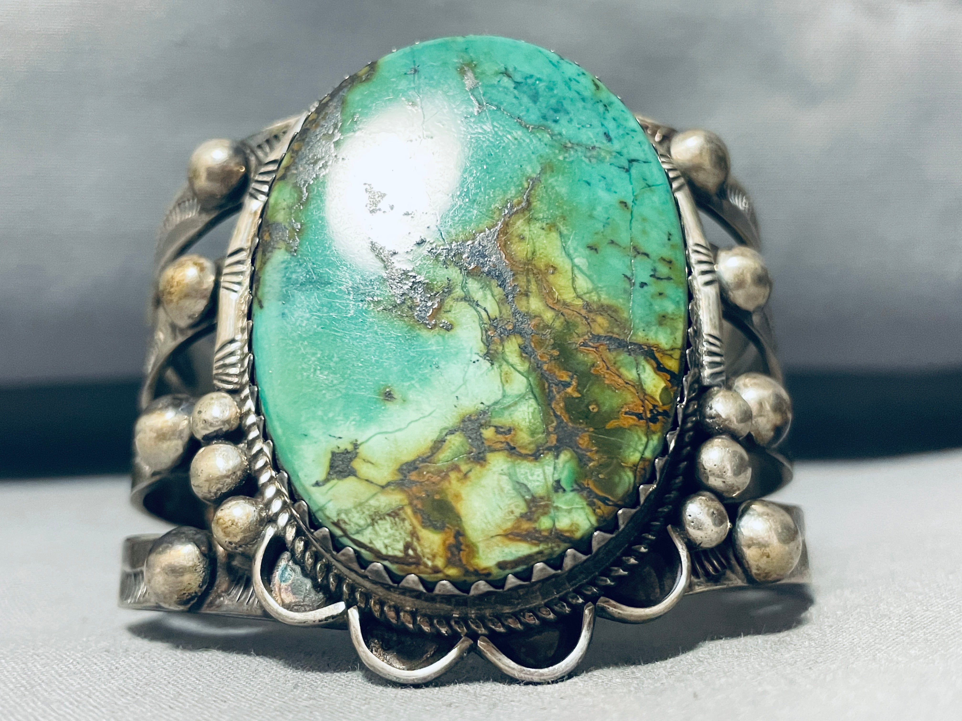 117 Gram Stunning Vintage Native American Navajo Royston Turquoise Sterling Silver Bracelet - Handcrafted Jewelry for Boho Fashion & Special Occasions