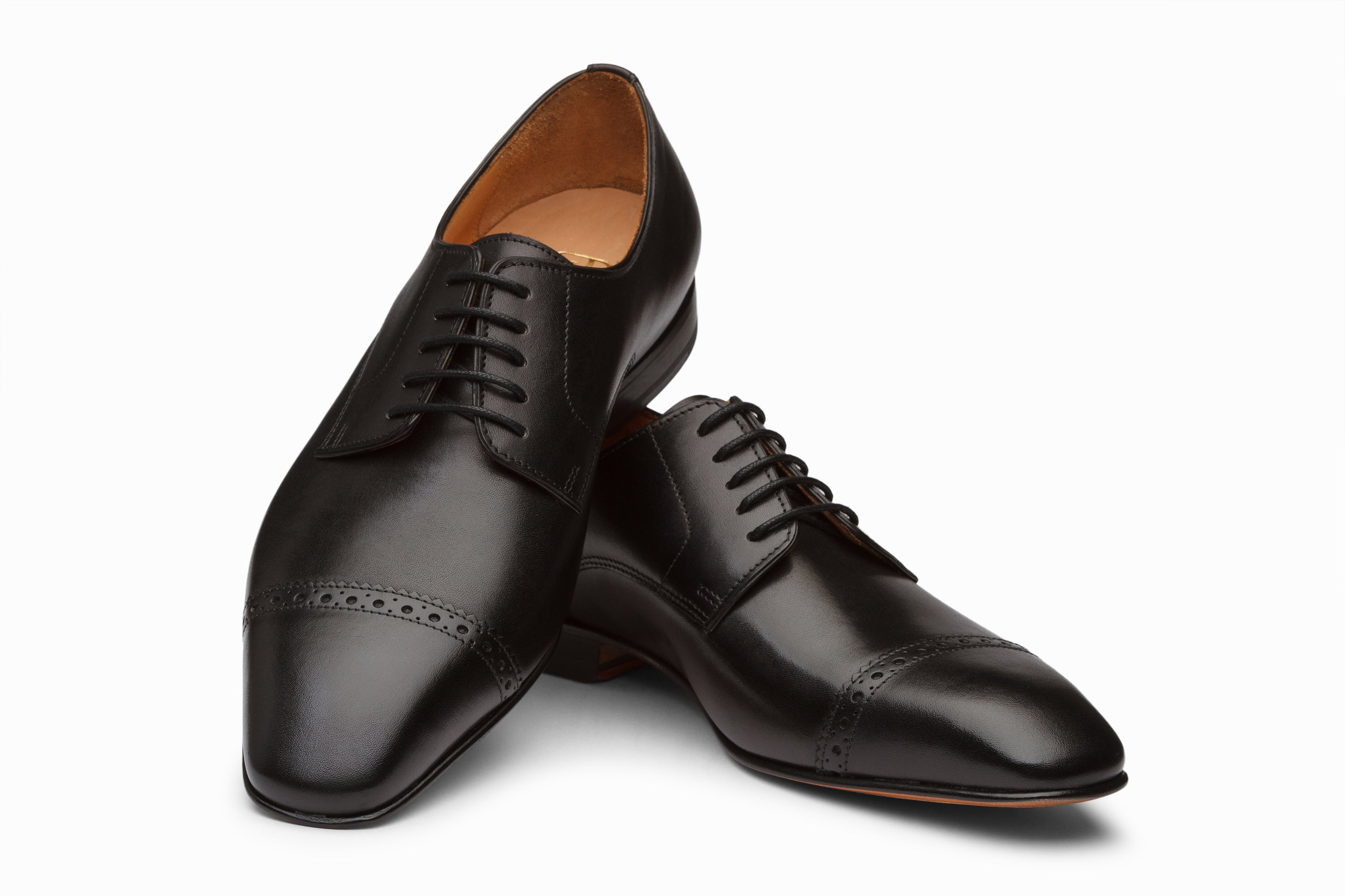 Black Captoe Derby Shoes for Men - Classic Formal Dress Shoes for Business, Office & Wedding - Comfortable Leather Oxfords for Professional & Special Occasions