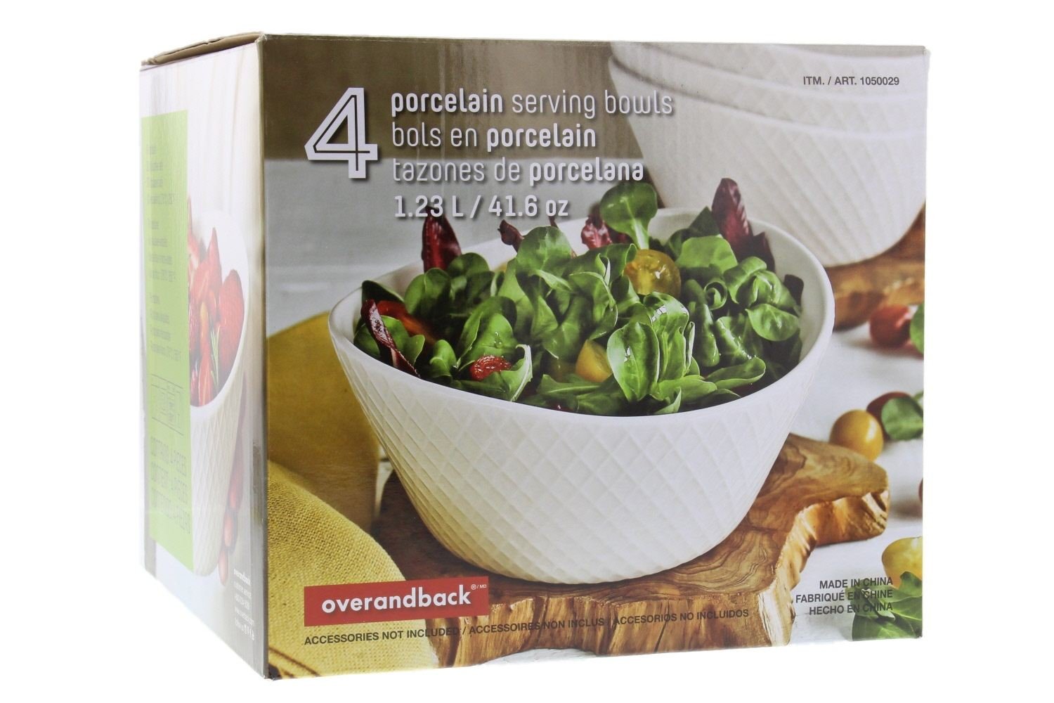 Over and Back 4-Piece Porcelain Serving Bowls Set with Diamond Pattern Design – Microwave, Dishwasher & Oven Safe – White Decorative Bowls for Appetizers, Sides & Dinner – Perfect for Entertaining, Family Gatherings & Holiday Serving