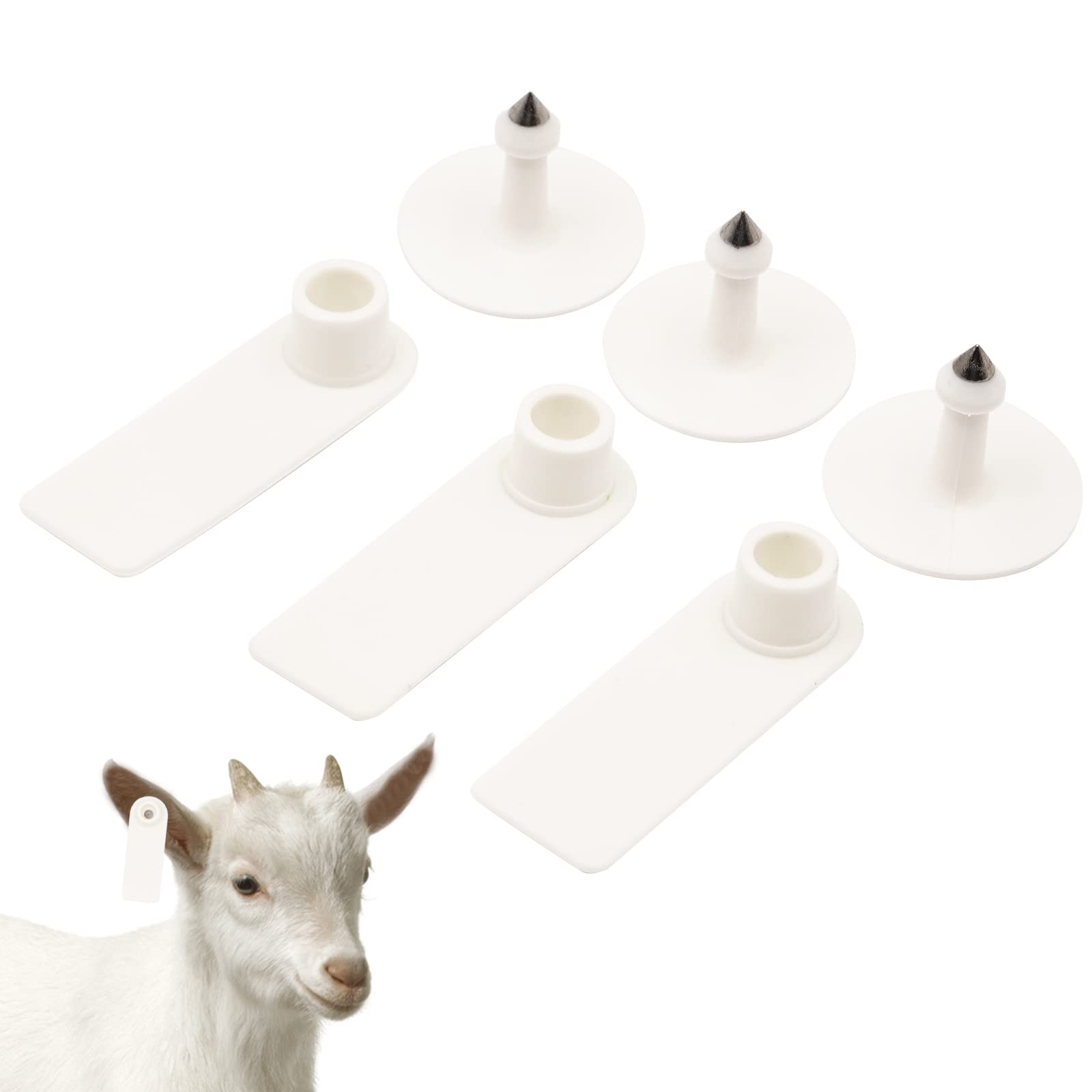 MINYULUA 100-Piece Blank Livestock Ear Tags for Goats, Sheep, Cattle, Cows & Pigs - White Animal Identification Tags | Farm, Ranch & Dairy Use