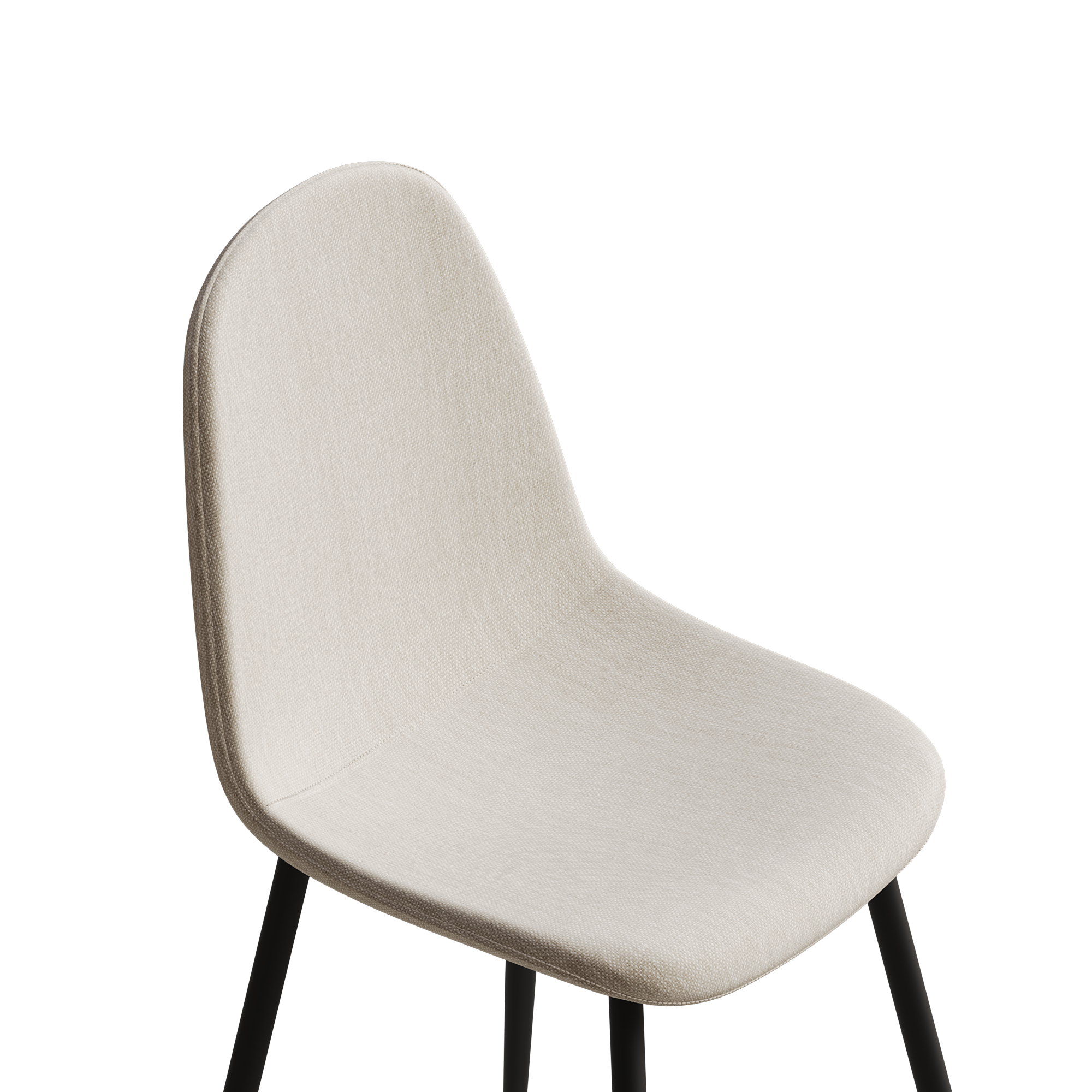 4-Piece Modern Dining Chairs Set - Linen Padded Seats with Sturdy Black Metal Legs (Beige) - Perfect for Kitchen, Dining Room, Home & Office Use