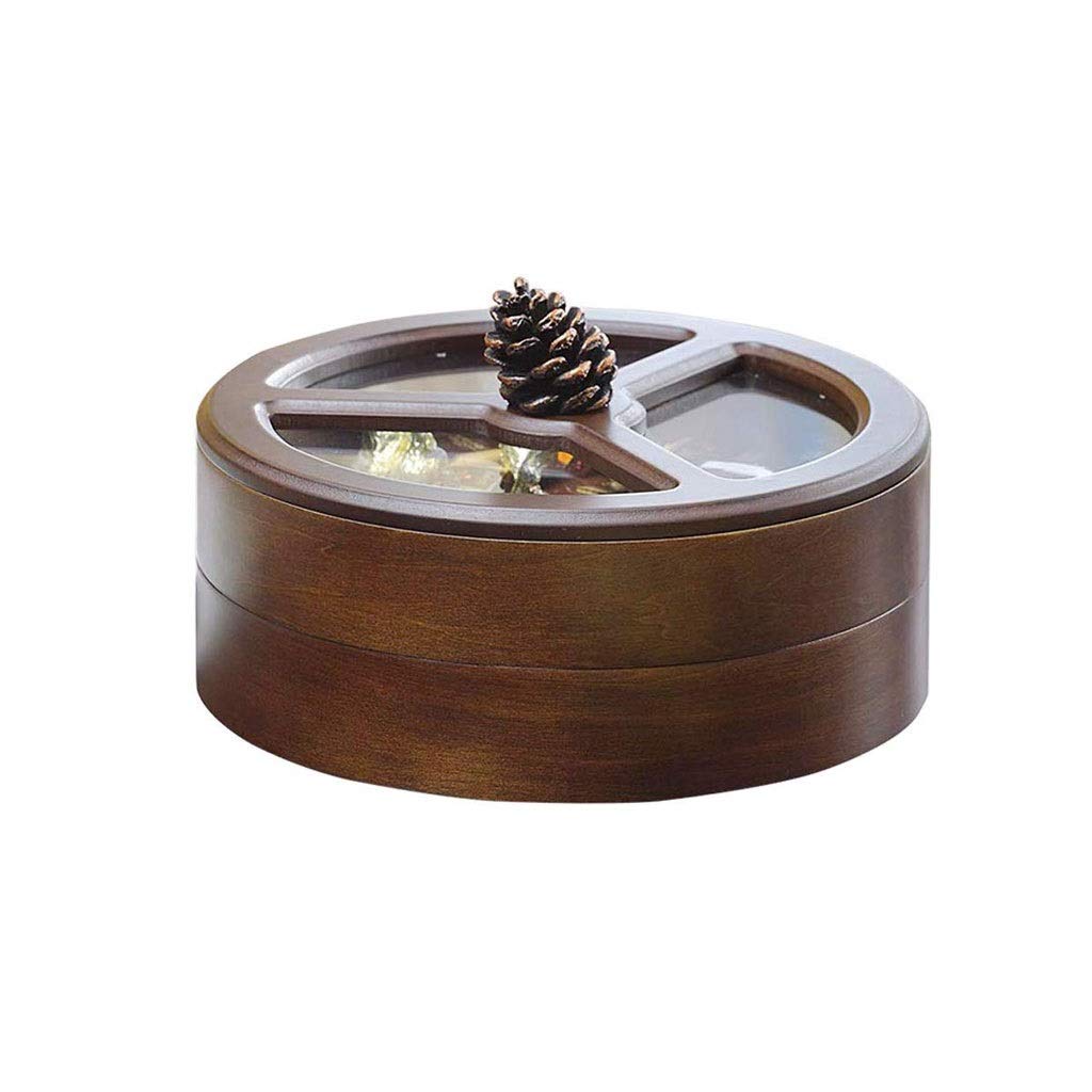 Premium Wooden Resin Acrylic Metal Fruit Bowl with Lid - Modern Chinese Solid Wood Candy Dish for Home Decor, Kitchen & Dining Table Display - Perfect for Fruits, Snacks, Nuts and Party Serving