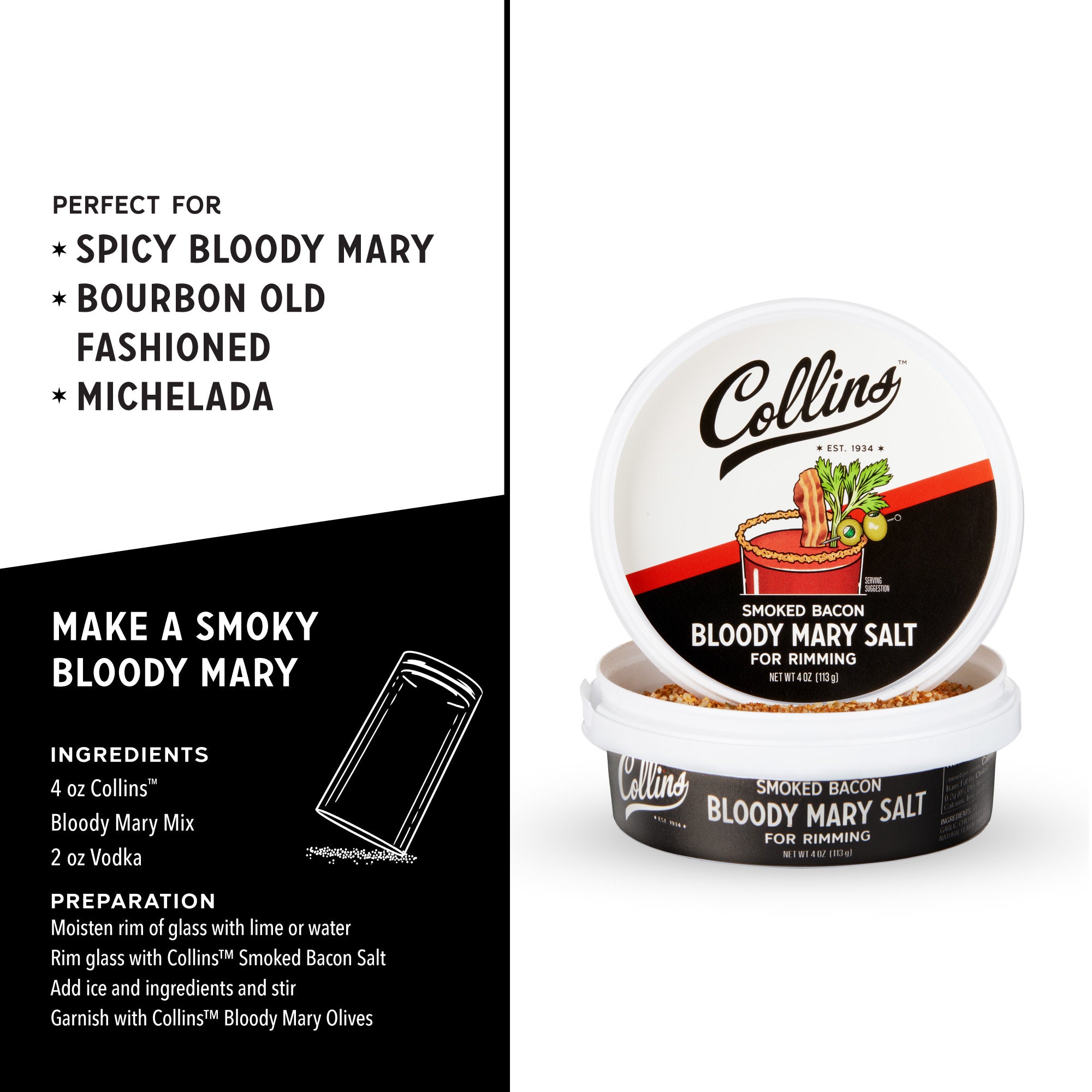 Premium Smoked Bacon Bloody Mary Salt - Gourmet Seasoning for Cocktails, Bloody Mary Mix & Cooking - Perfect for Home Bars, Brunch & BBQ Parties