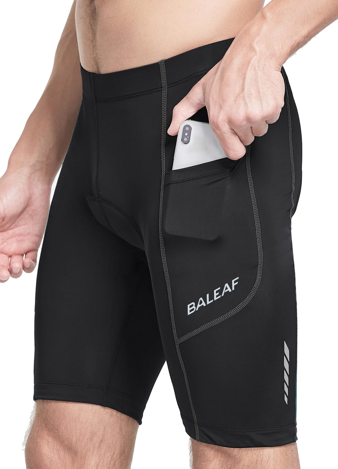 BALEAF Men's Padded Cycling Shorts with UPF 50+ & Pockets - Comfortable Bike Tights for Road & Mountain Biking - Perfect for Long Distance Rides and Outdoor Sports