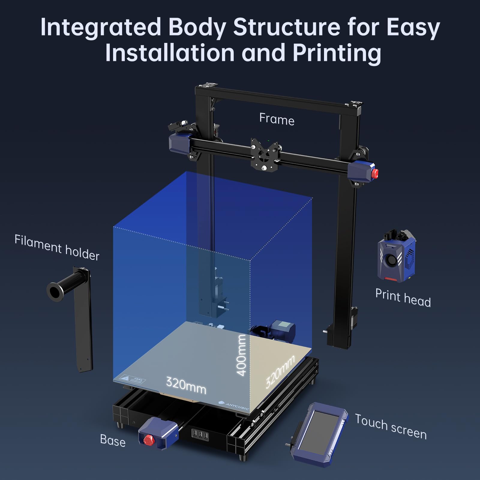 Anycubic Kobra 2 Plus 3D Printer - 500mm/s High-Speed Printing, Dual Z-Axis, Auto Leveling, 320x320x400mm Build Volume - Perfect for DIY Projects, Prototyping & Home Use