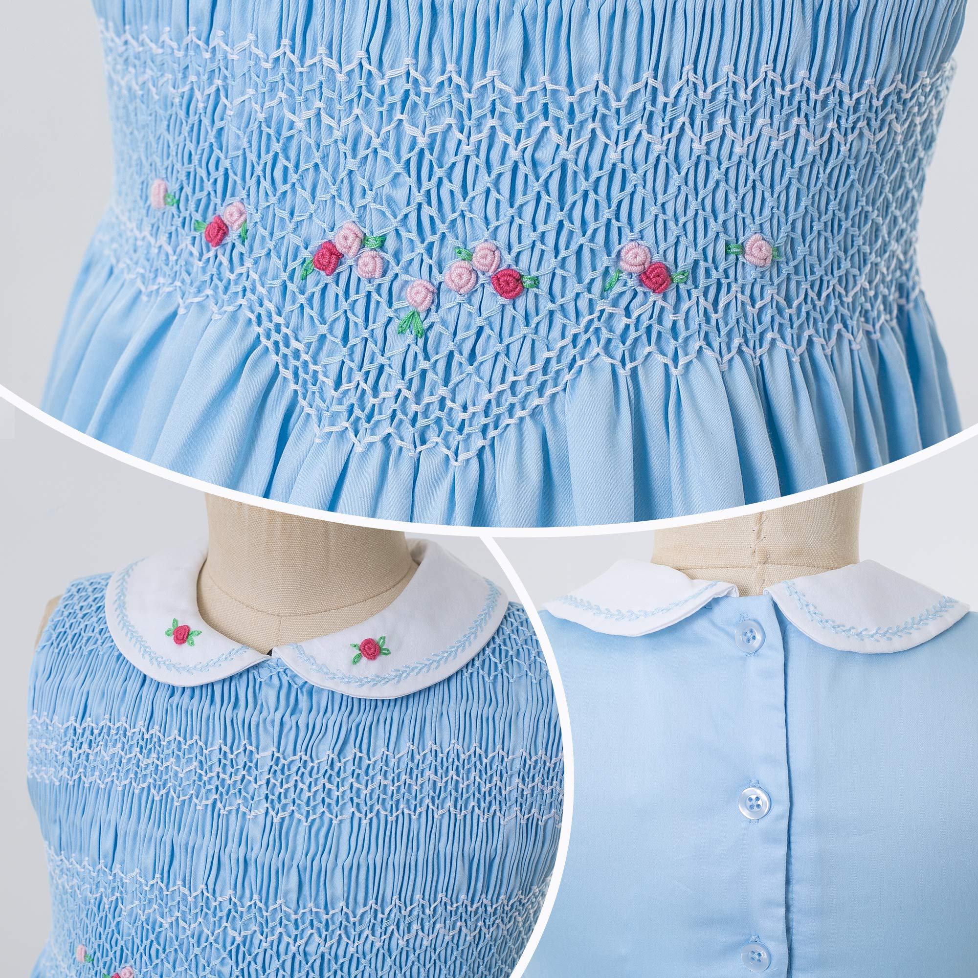 Pettigirl Girls Floral Smocked Dress with Embroidery - Cute Summer Outfit for Toddler Girls, Perfect for Birthday Parties, Family Photos & Outdoor Play