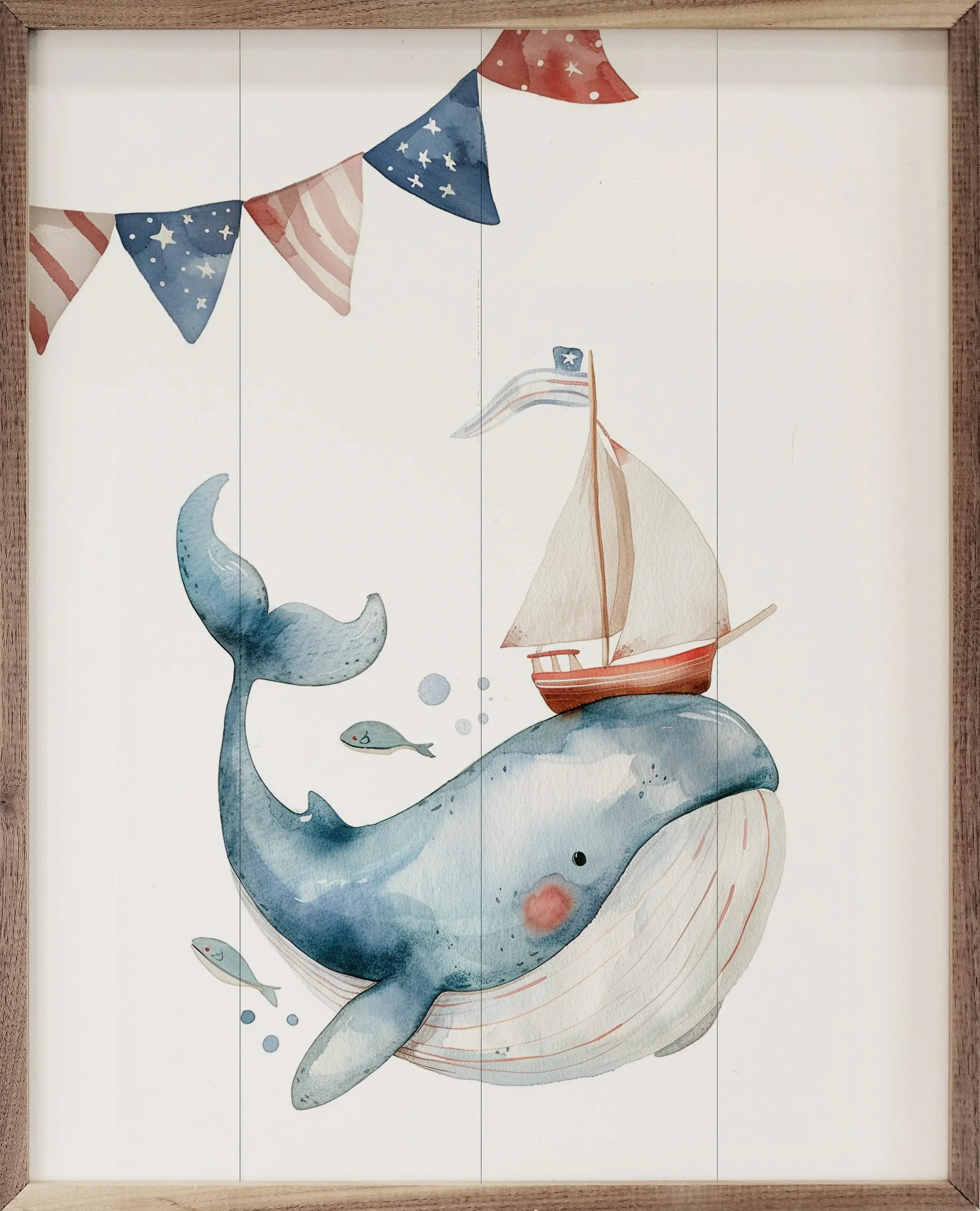 Adorable Sailor Wood Framed Wall Art Print - Nautical Decor for Bedroom, Living Room & Office - Perfect Coastal Home Decor Gift