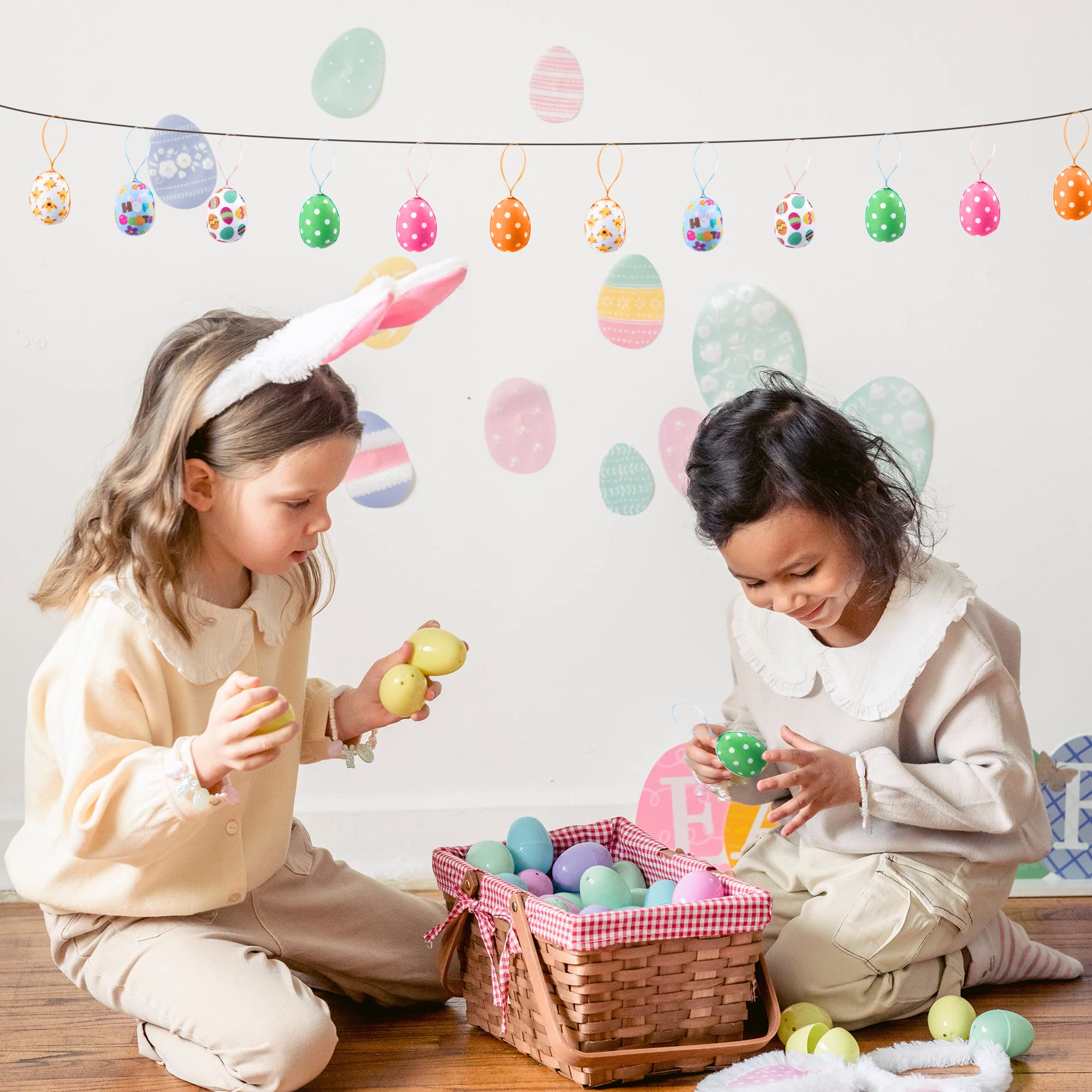 30PCS Fabric Wrapped Easter Eggs with Polka Dots - Small Easter Tree Hanging Decorations for Spring Party, Home & Garden Decor - Perfect for Easter Celebrations, DIY Crafts and Seasonal Table Centerpieces
