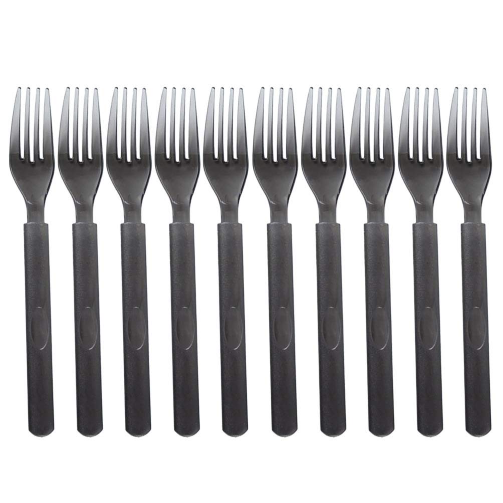 100pcs Black Disposable Plastic Forks - Long Handle Cutlery for Catering, Restaurants, Parties & Weddings - Durable Travel Utensils for Outdoor Events, Picnics and BBQ Gatherings