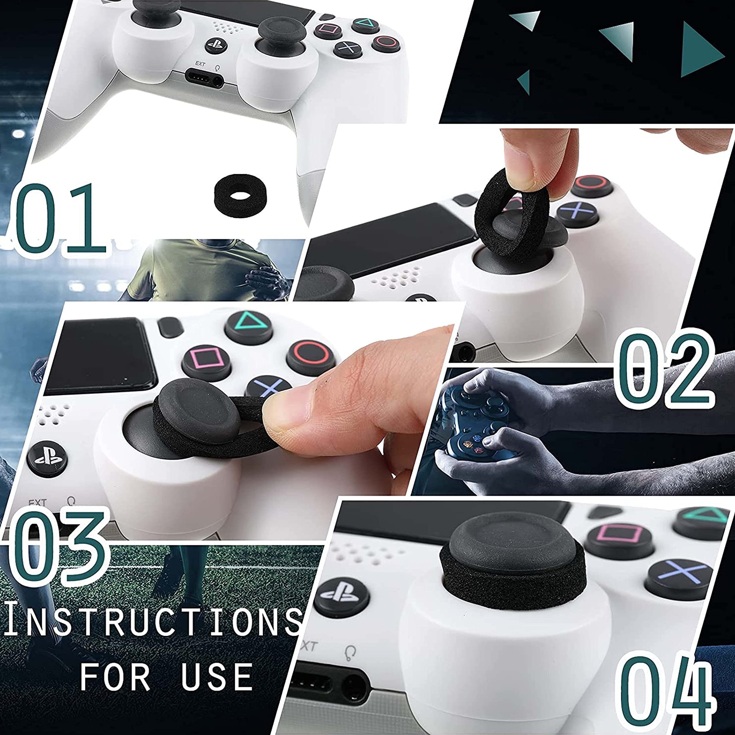 Precision Rings & Aim Assist Foam for PS5, PS4, Xbox Series X/S, Xbox One, Nintendo Switch Pro & Scuf Controllers - Black & Grey - Improve Gaming Accuracy for FPS, Battle Royale & Competitive Play