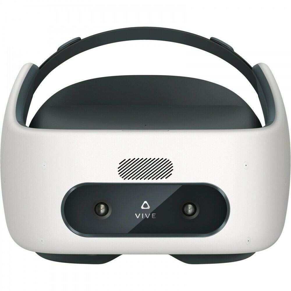 HTC Vive Pro Focus Plus 6DOF VR Headset - Almond White Bundle with Controllers, Face Cushion, QC 3.0 Charger & USB-C Cable | Wireless PC VR Gaming, Virtual Reality Training & Immersive Entertainment