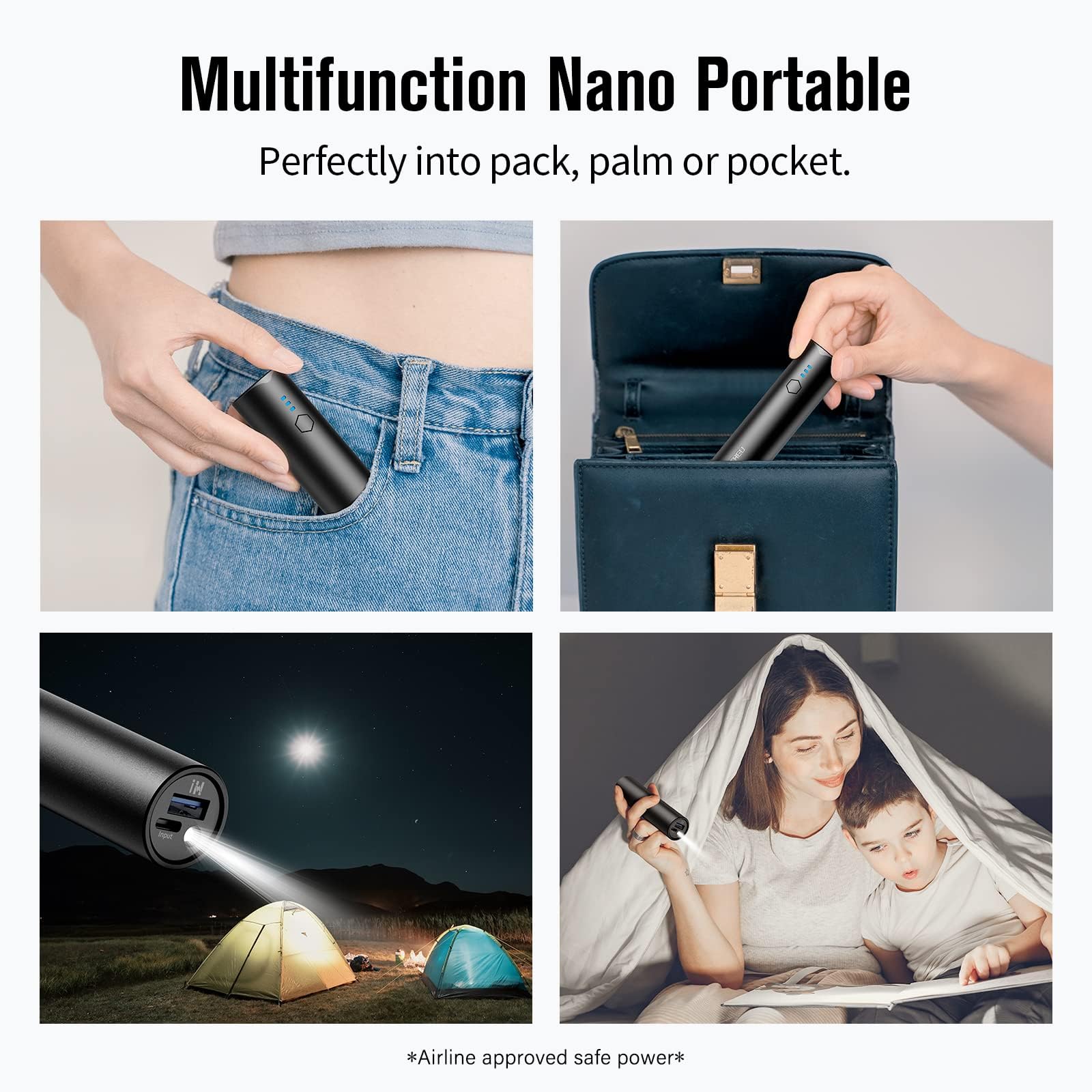 Portable Charger 2-Pack 5000mAh Power Bank with Fast Charging USB-C (Input & Output) - Compatible with iPhone 15/14/13 Series, Samsung Galaxy, Android Phones - Compact External Battery for Travel, Camping, Emergency Power Backup