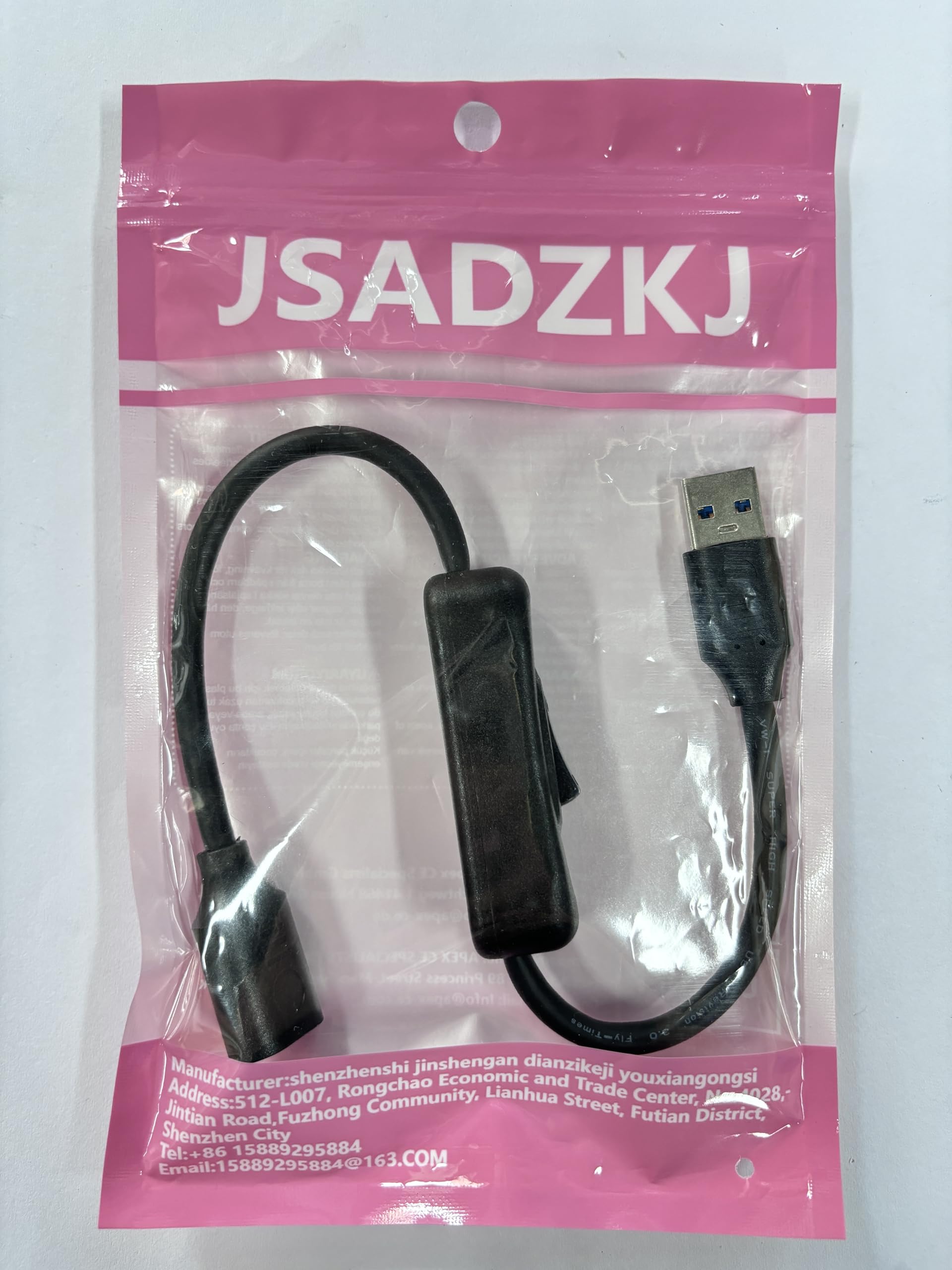 USB 3.0 Extension Cable with On/Off Switch - 1ft for PC, TV, Car & LED Strips