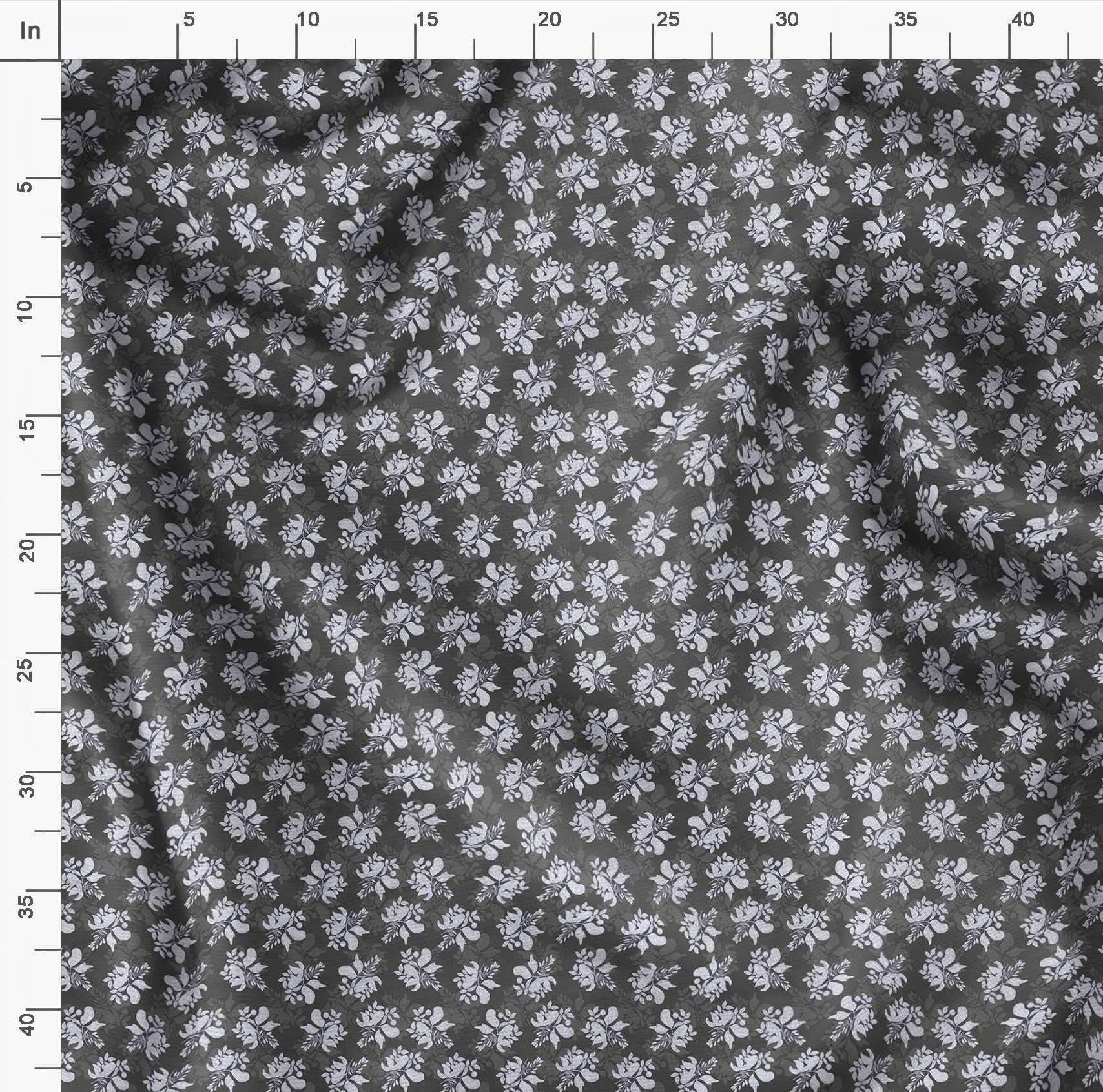 Soimoi Moss Georgette Gray Fabric by The Yard - 42 Inch Wide Printed Fabric with Artistic Leaf & Floral Design for DIY Fashion, Home Decor, and Craft Projects - Elegant Draping Material for Dresses, Curtains, and Scarf Making