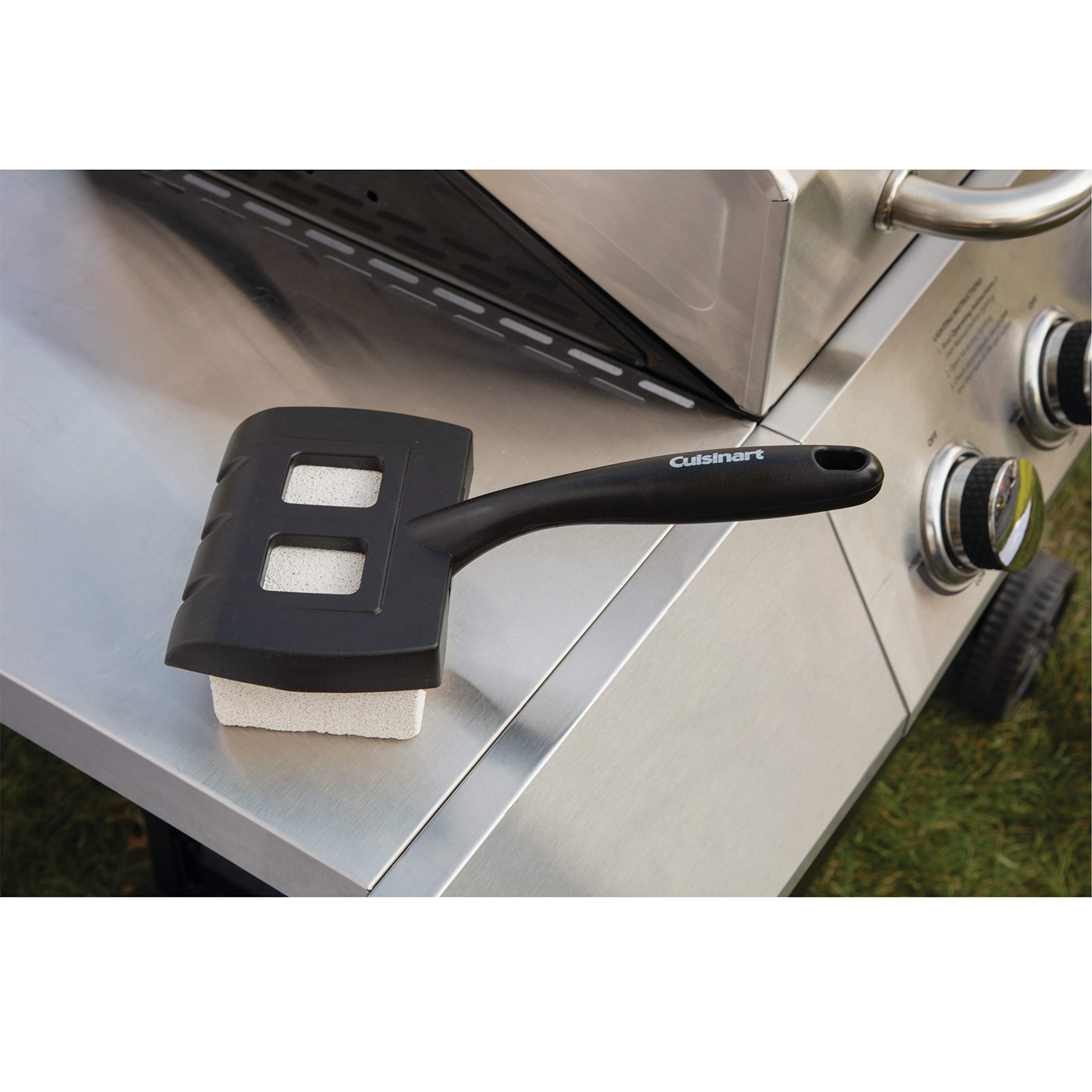 Cuisinart CCK-210 Grill Cleaning Brush for Stone Grills - Heavy Duty Bristles, White & Black Design - Perfect for BBQ, Outdoor Cooking & Camping