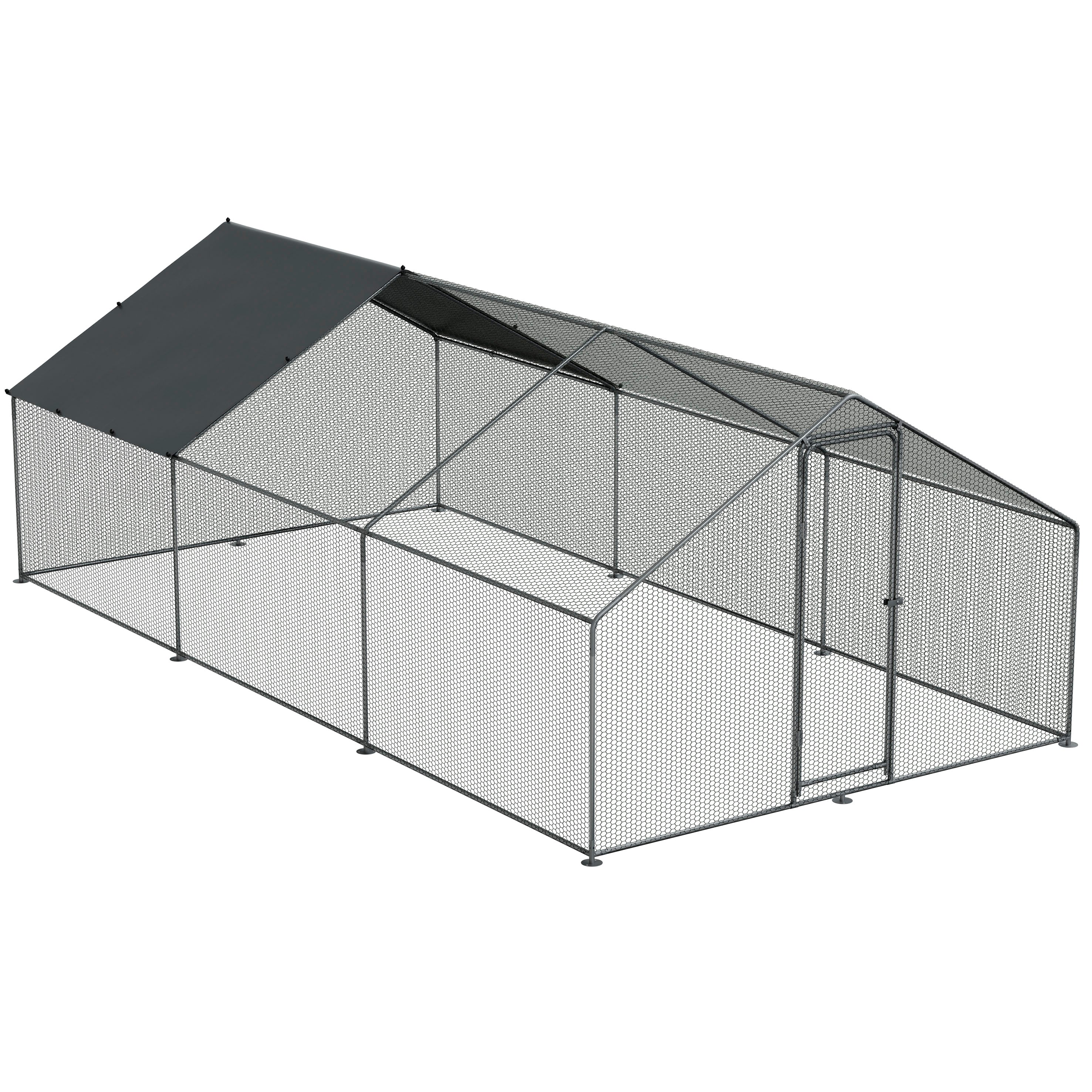 3x6x2m Galvanized Steel Walk-In Chicken Coop with Roof Cover & PVC Coated Wire Mesh - Durable Poultry Enclosure for Backyard, Farm, or Garden Use (Model DG280)