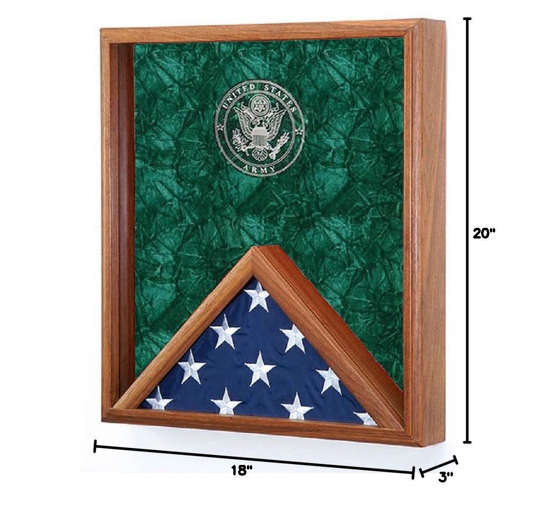 3x5 Flag and Medal Display Case - Military Shadow Box Wall Display with Laser Engraved Army Emblem - Perfect for Veterans, Memorials, and Home Decor