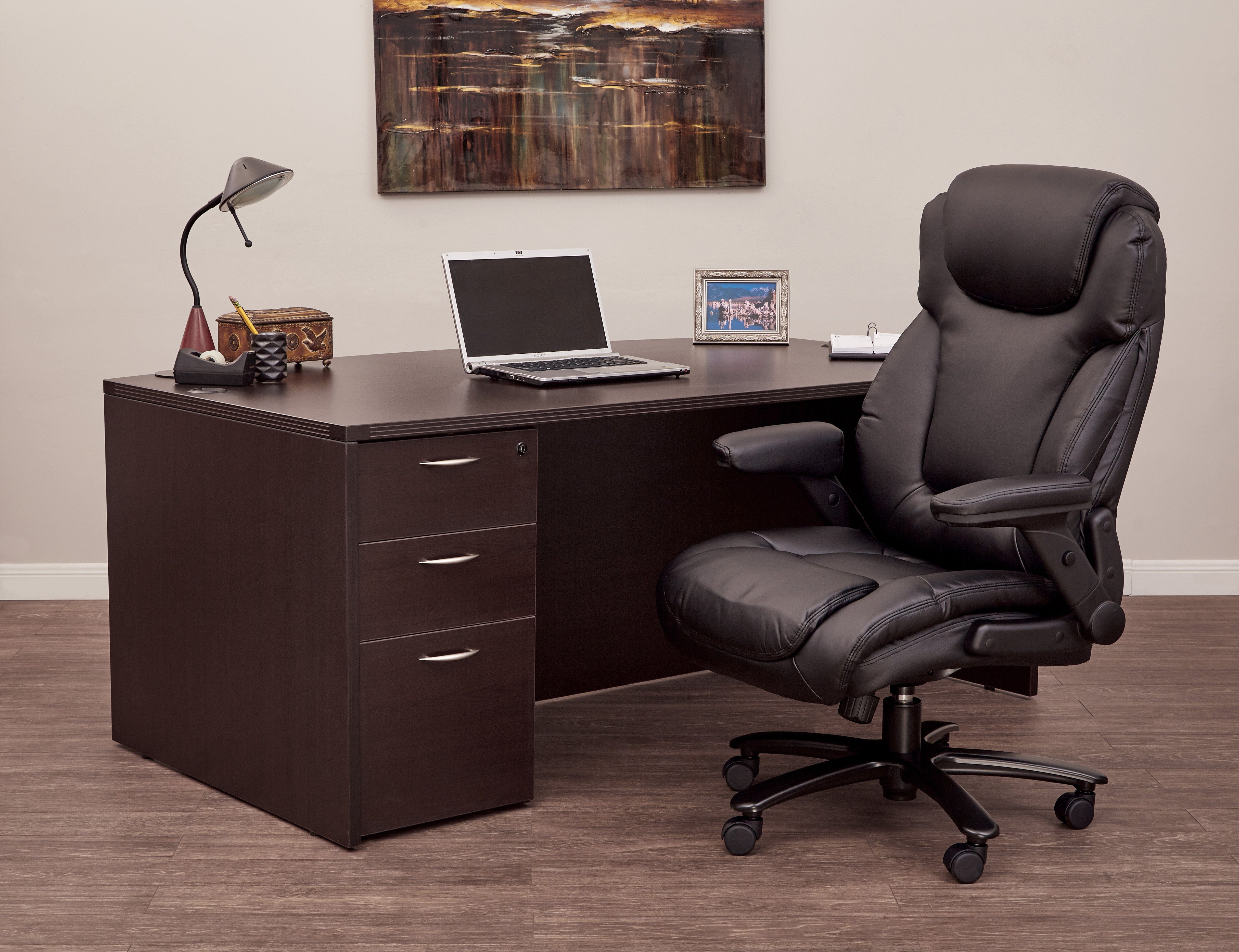 Pro Line II High Back Bonded Leather Big & Tall Executive Office Chair with Lumbar Support - Ergonomic Desk Chair for Home & Business Use [39200] - Perfect for Long Work Hours & Conference Rooms