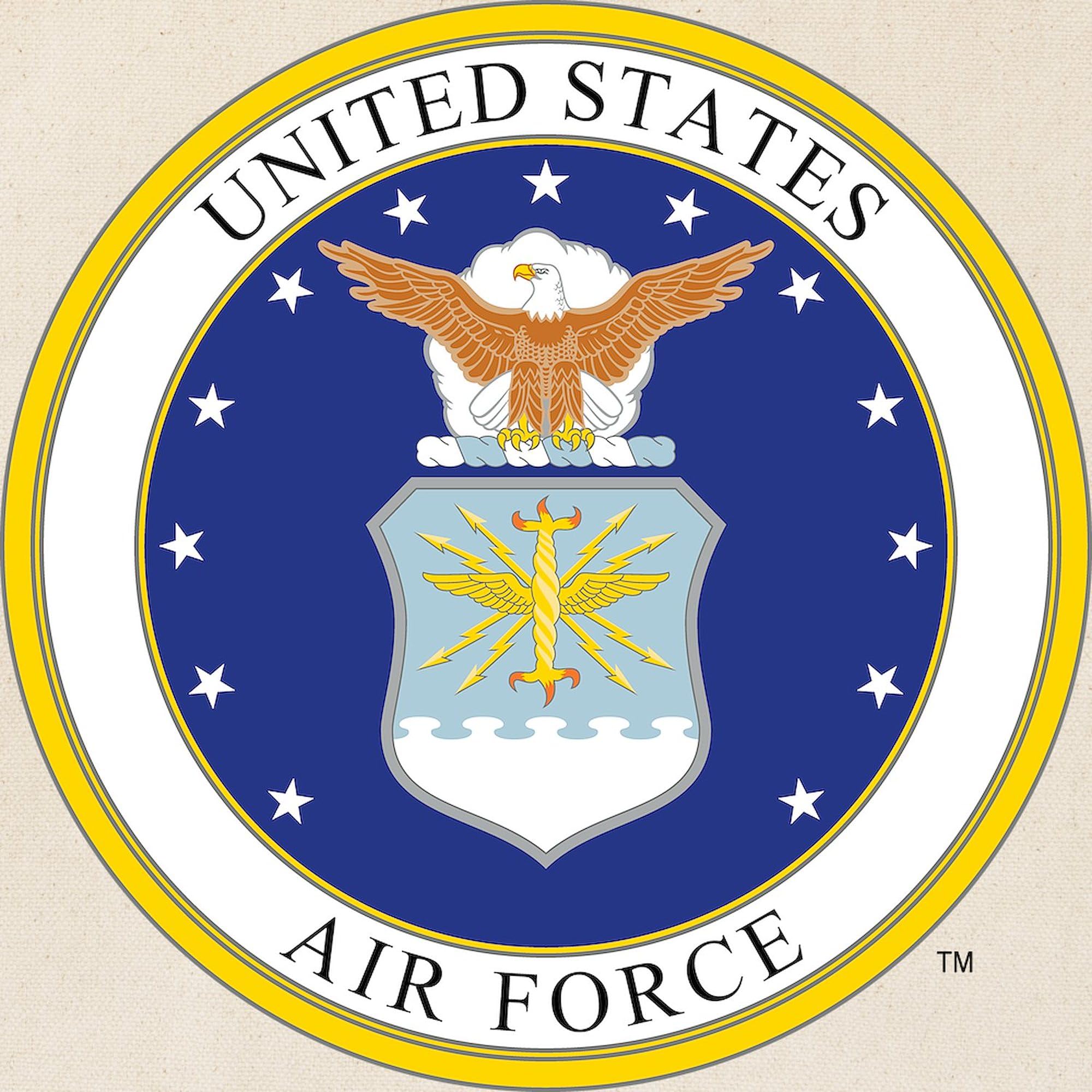USAF Emblem Tote Bag - Natural Canvas Reusable Shopping Bag with Air Force Logo | Military Apparel, Grocery Shopping & Everyday Carry