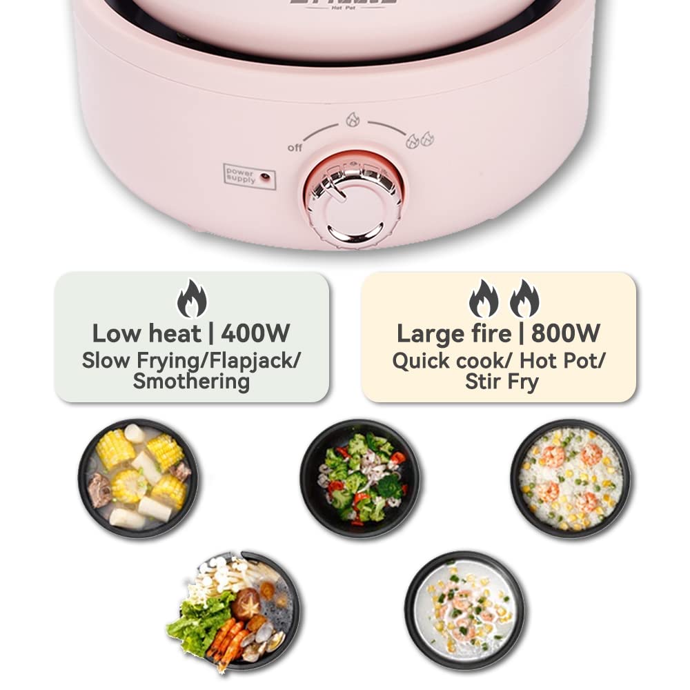 Drizzle Electric Hot Pot Cooker 1.8L - Portable Skillet Grill & Steamer for Dorm, Office, Travel - Perfect for Cooking Ramen, Noodles, Steak, Eggs, Pasta & Oatmeal - Ideal for Small Spaces & Quick Meals
