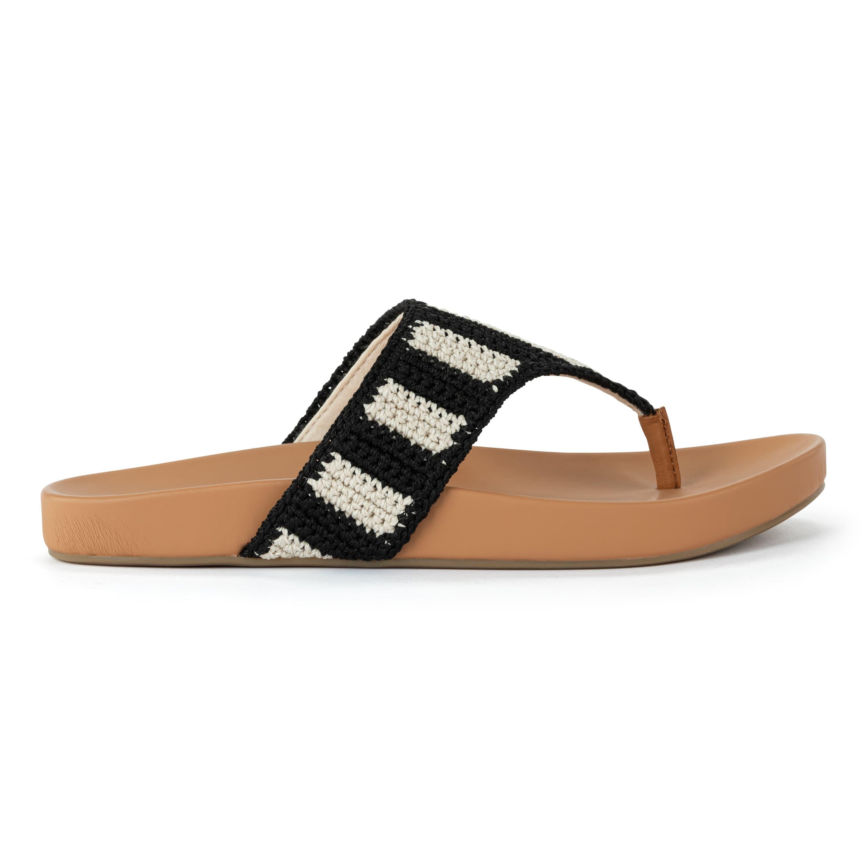 Everly Sandal - Hand Crochet Black Stripe Women's Comfortable Summer Sandals | Perfect for Beach, Vacation & Casual Outfits