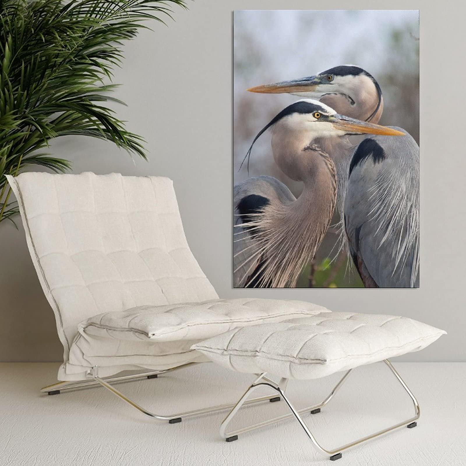 Blue Herons Love Art Canvas Poster - 8x12 Wall Decor for Living Room, Bedroom & Office - Nature Landscape Painting Gift for Home & Sports Enthusiasts | Perfect for Housewarming, Wedding & Birthday Presents
