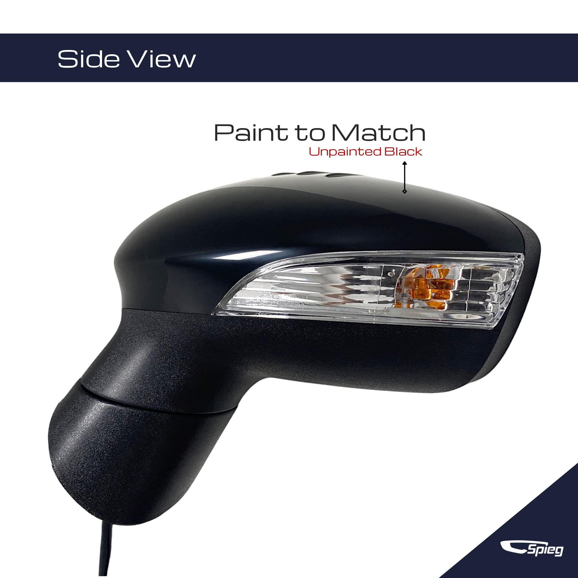2011-2019 Ford Fiesta Driver Side Mirror Replacement - Left Power Adjustable Heated Manual Folding Mirror with Turn Signal & Spotter Glass (6-Pin Connector, Paint to Match) - Perfect for Parking Assistance & Blind Spot Visibility