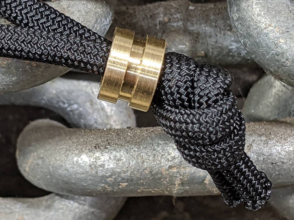 Small Brass Lanyard Bead with Free Paracord Lanyard - Keychain Accessory for ID Badges, Keys & Outdoor Gear - Perfect for Hiking, Camping & Everyday Carry (EDC)