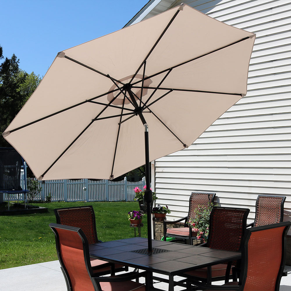 Sunnydaze 9-Foot Aluminum Outdoor Patio Umbrella with Tilt & Crank - Perfect for Poolside, Backyard, Deck, and Garden Shade