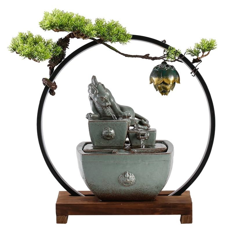 Premium Indoor Water Fountain for Desk - Flowing Tabletop Fountain with Money Circulation for Office, Tea Room, and Home Decor | Relaxing Zen Water Feature for Stress Relief & Feng Shui