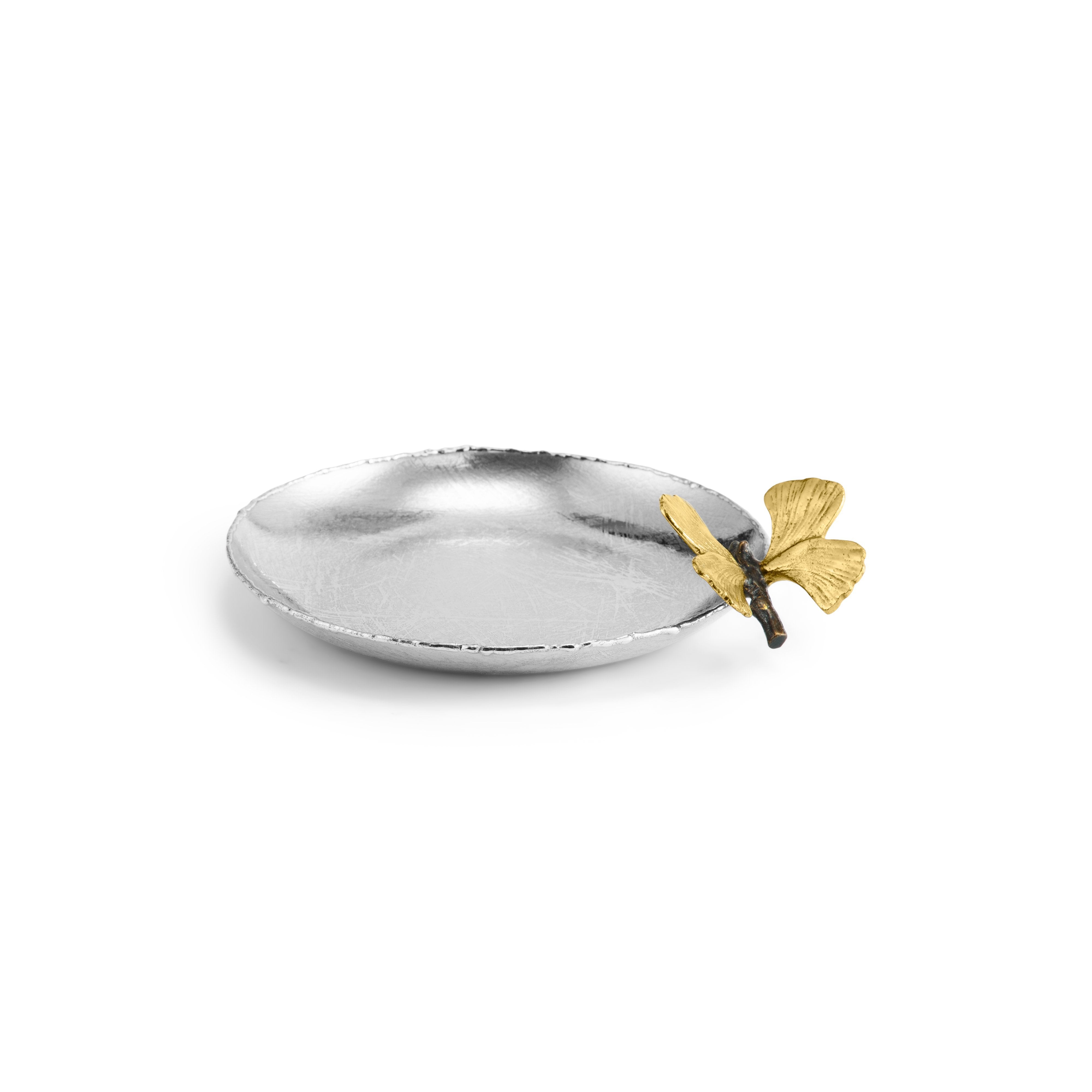 Butterfly Ginkgo Round Jewelry Tray - Elegant Decorative Dish for Rings, Earrings & Keys - Perfect for Vanity, Dresser & Home Decor