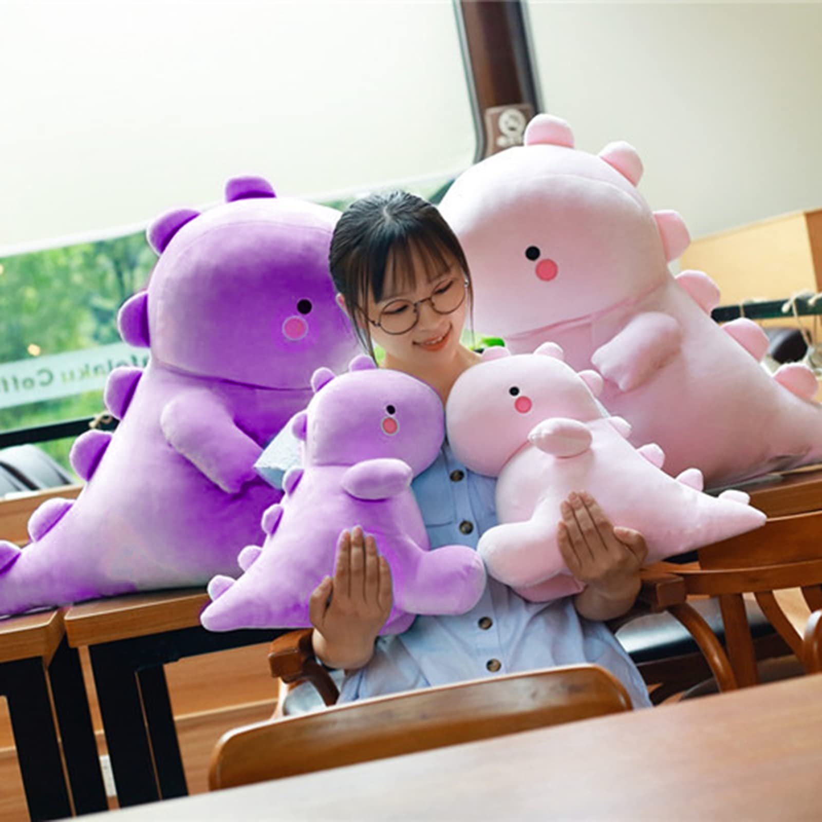 **Soft Purple Dinosaur Plush Toy - 20 Inch Cute Fat Dino Stuffed Animal for Kids, Perfect Birthday Gift for Boys & Girls - Great for Cuddling, Nursery Decor, and Playtime Fun**