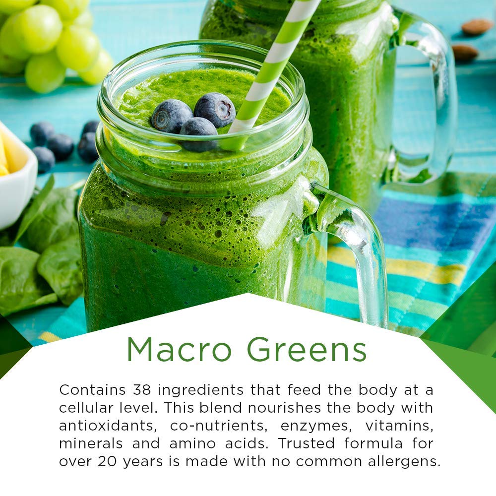 MacroLife Naturals Macro Greens Powder - 38 Superfoods with Probiotics, Antioxidants & Enzymes for Immunity, Energy & Detox - Vegan, Non-GMO, Gluten-Free, Dairy-Free - 30oz (90 Servings) - Perfect for Daily Wellness, Post-Workout Recovery & Immune Support