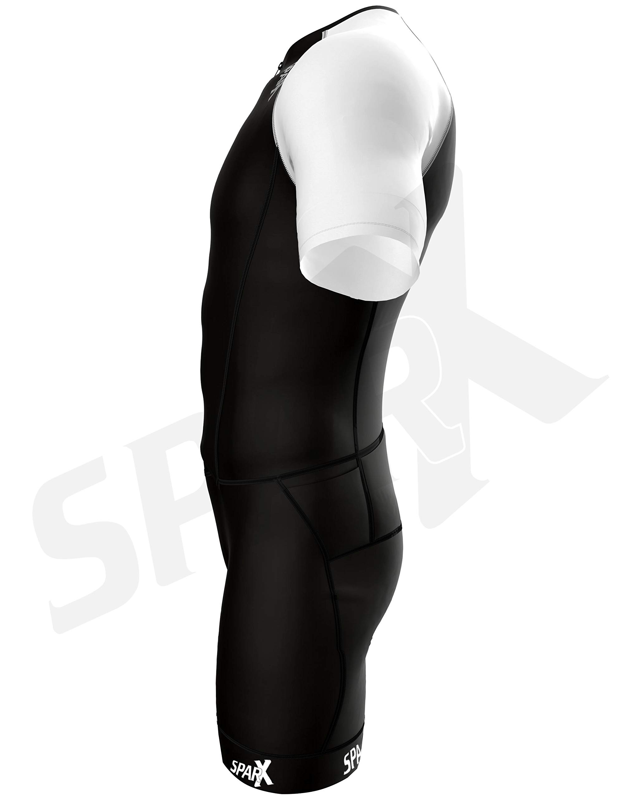 **Sparx Men's Elite Aerosuit Triathlon Suit - Short Sleeve Triathlon Skinsuit for Men - Perfect for Swimming, Cycling & Running Races**