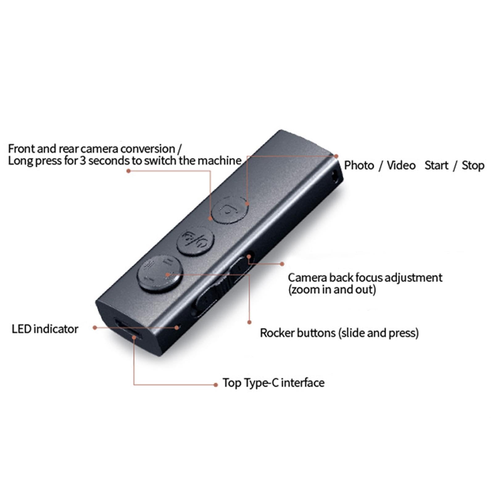 Wireless Camera Remote Shutter for iPhone & Android - Bluetooth Selfie Clicker with Zoom Control | Perfect for Group Photos, Vlogging, and Hands-Free Photography