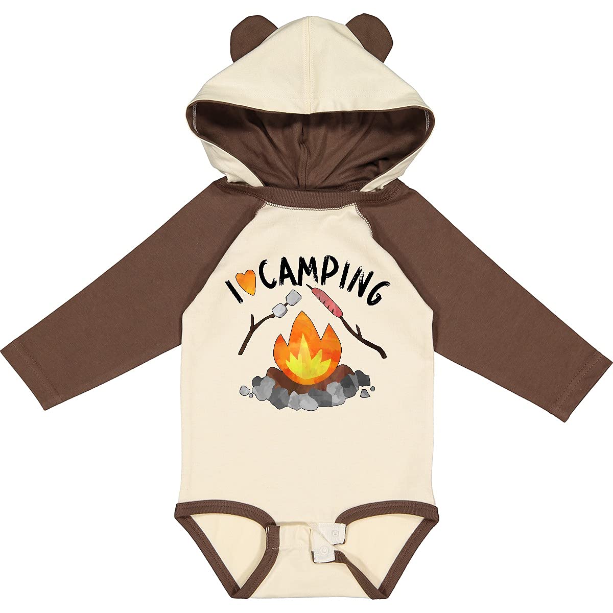 Inktastic I Love Camping - Campfire, Hot Dog & Marshmallows Long Sleeve Baby Bodysuit - Perfect for Outdoor Adventures, Camping Trips & Family Photos