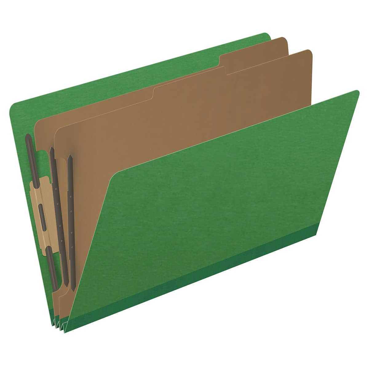 25-Point Pressboard Classification Folders with Full Cut End Tab - Legal Size, 2 Dividers, Moss Green (Box of 10) - Perfect for Office Organization, Document Filing & Legal Paperwork