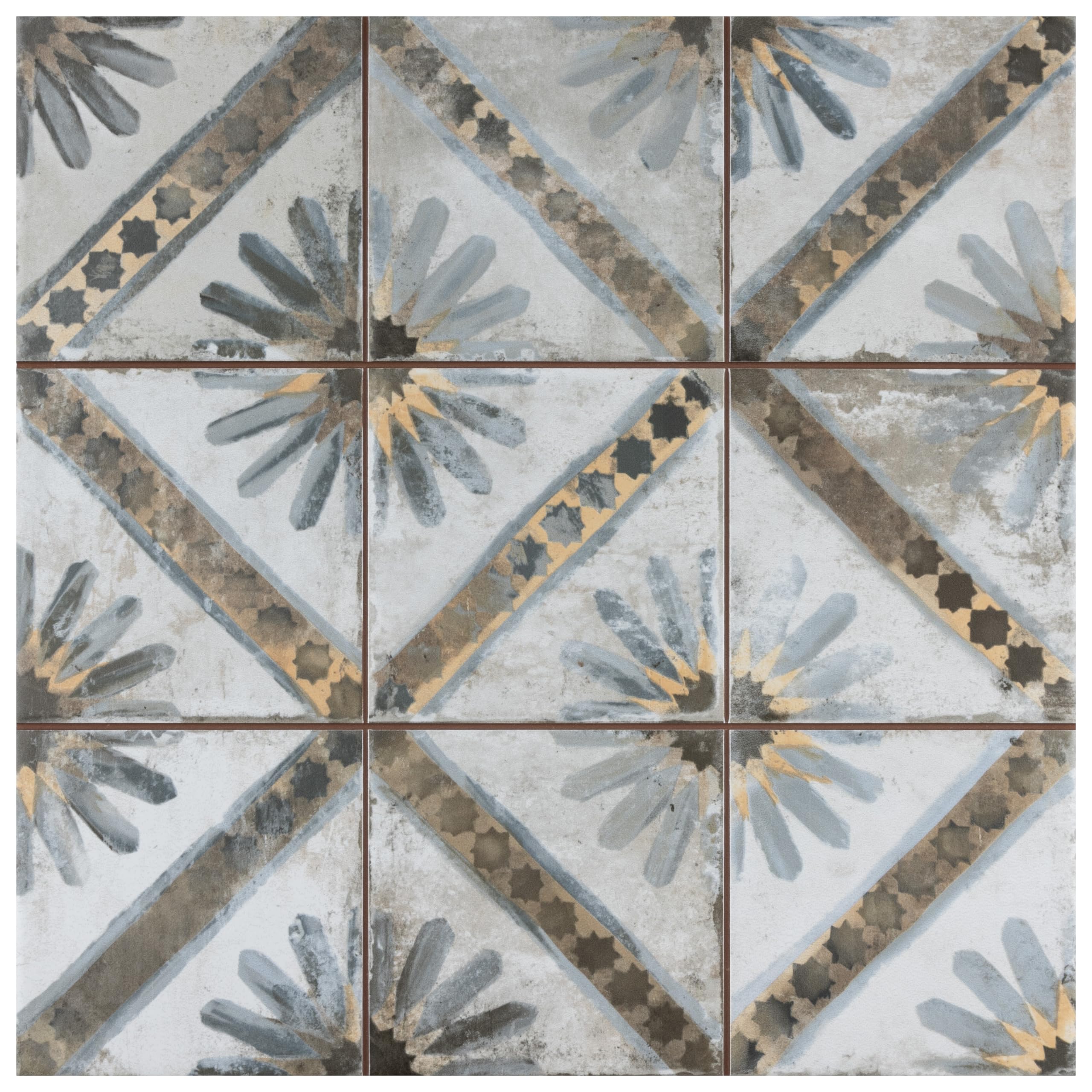 Merola Tile Harmonia Kings Marrakech Blue 13x13 Inch Ceramic Floor and Wall Tile - Perfect for Bathroom, Kitchen Backsplash, and Living Room Decor