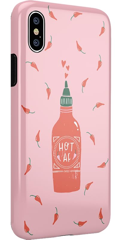 Spicy AF iPhone Xs Max Case - Pink Chili Hot Sauce Design | Trendy Protective Cover for iPhone Xs Max | Perfect for Foodies, Hot Sauce Lovers & Unique Gift Ideas
