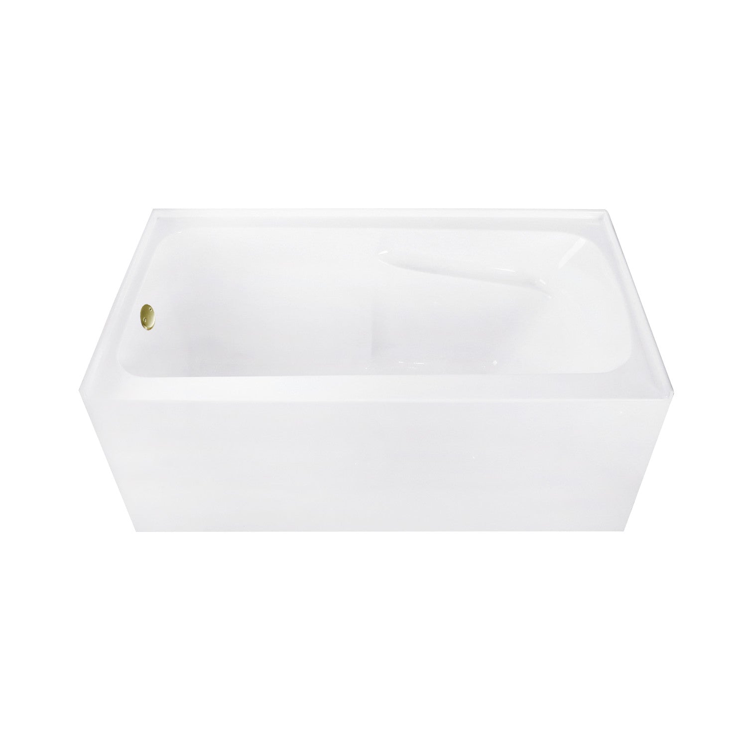 Aqua Eden 54 Inch Acrylic Rectangular 3 Wall Alcove Bathtub Combo with Armrests - Glossy White/Antique Brass - Left Hand Drain - Perfect for Small Bathrooms and Spa-Like Retreats