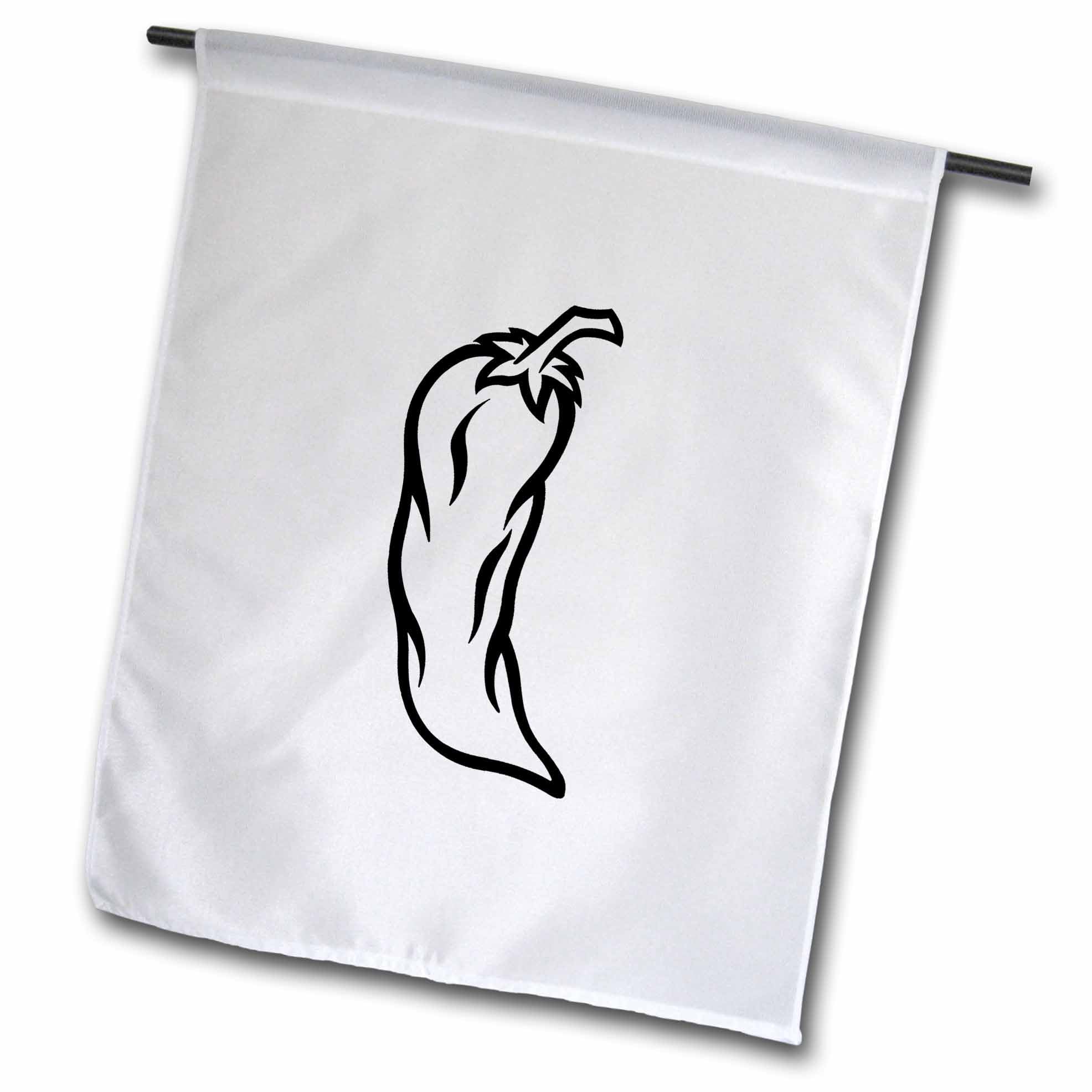 3dRose Susan's Zoo Crew Food Vegetable Hot Pepper Garden Flag - 12 x 18 Inch Outdoor Decorative Flag with Black Outline Chili Design - Perfect for Patio, Yard, and Garden Decor