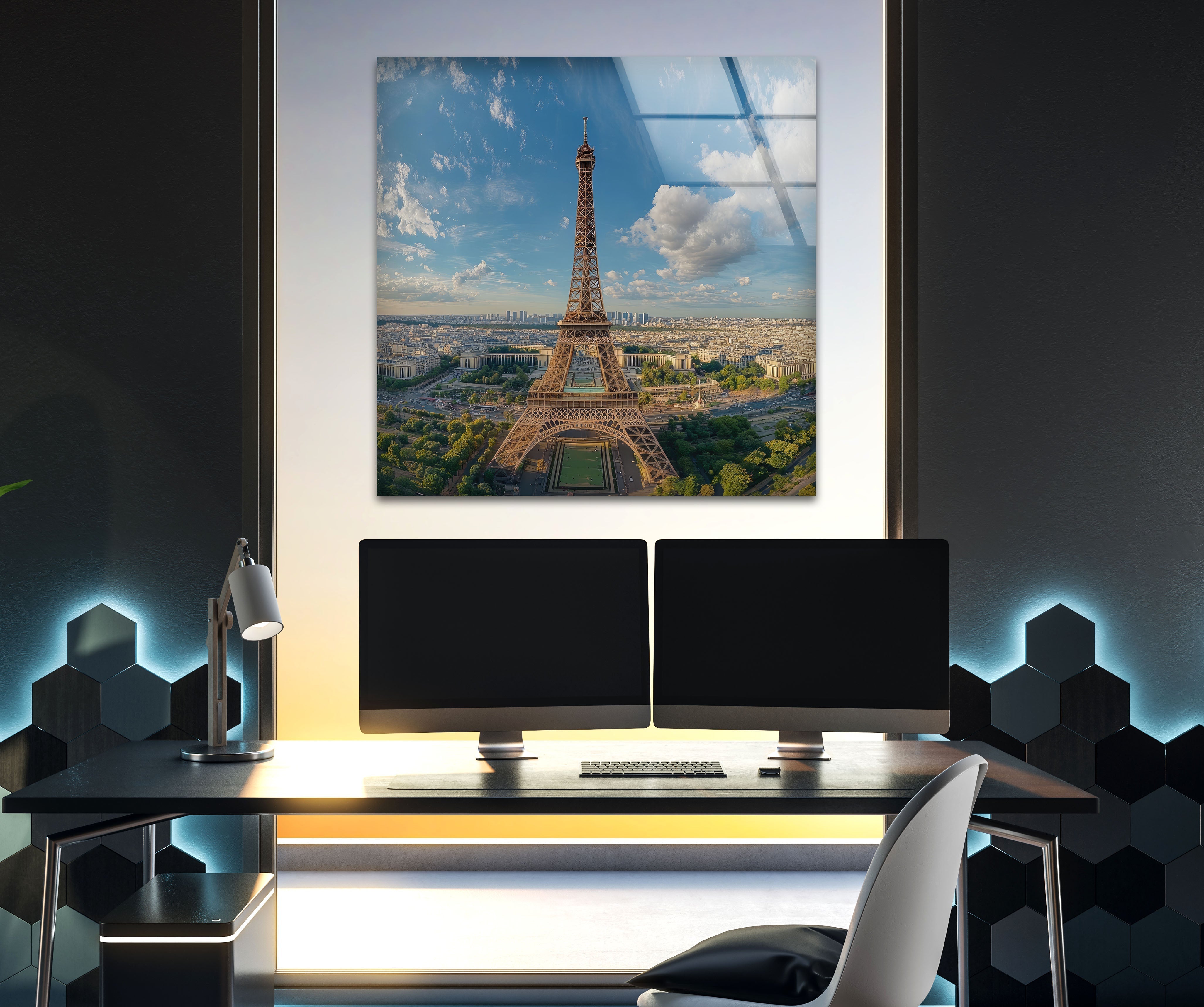 Paris Eiffel Tower Glass Wall Art - Elegant Landscape Decor for Living Room, Bedroom & Office