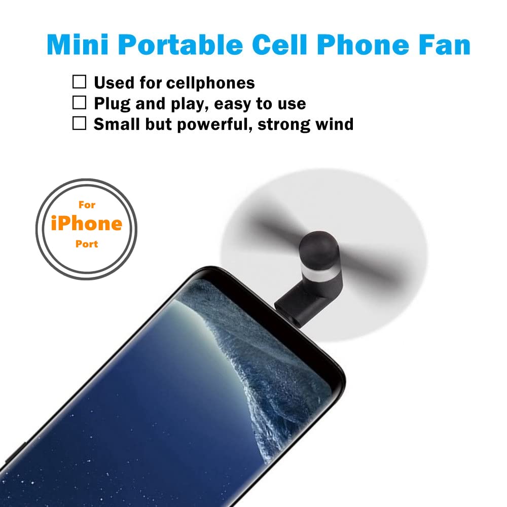 4 Pack Mini USB Phone Fan - Portable Cooling Fan for iPhone 14/13/12/11/10/9 Plus Pro Max & iPad | Personal Pocket Fan for Summer Travel, Office & Outdoor Use