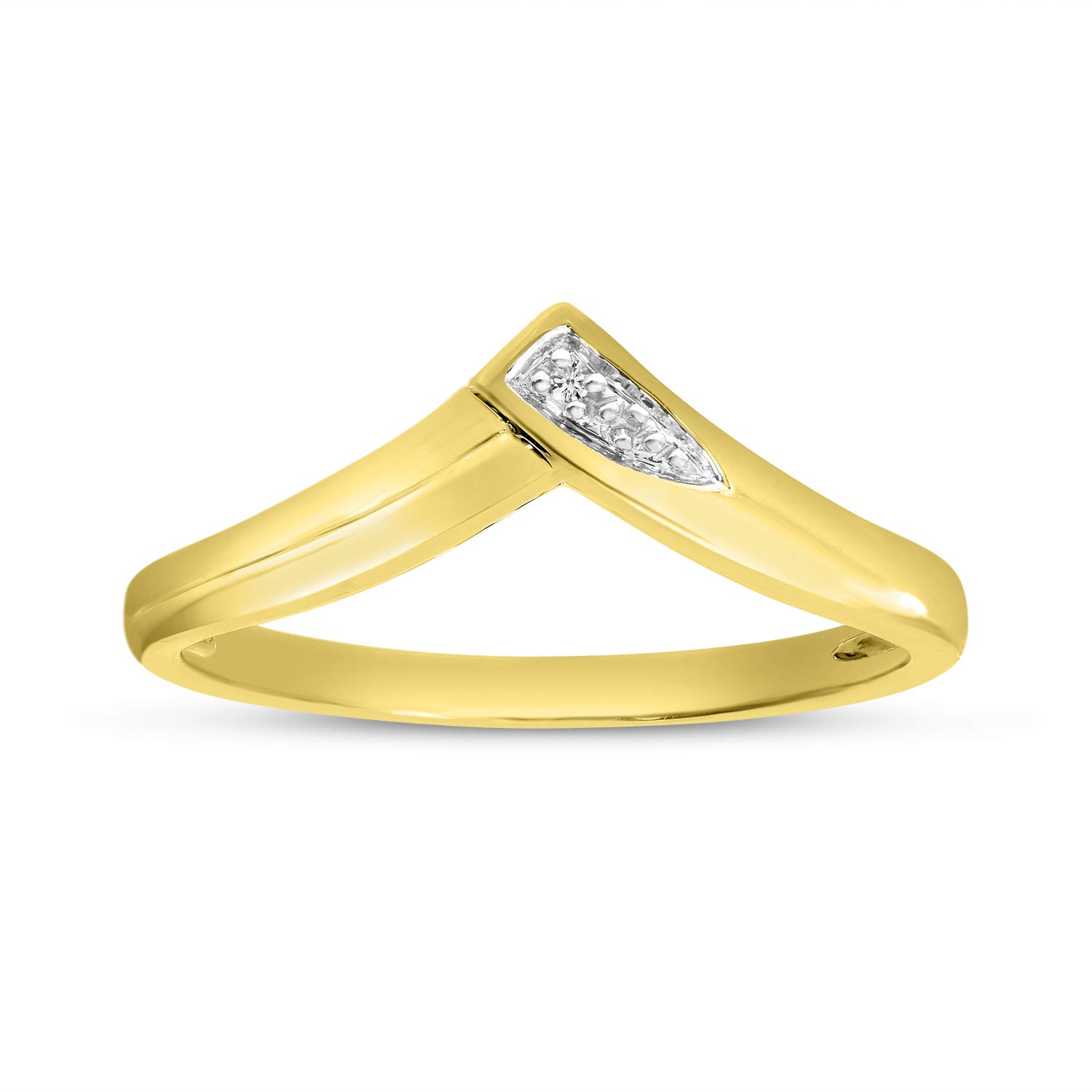10K Yellow Gold Diamond Chevron Ring for Women - Elegant Stackable Wedding Band, Anniversary Gift, Promise Ring - Perfect for Everyday Wear & Special Occasions