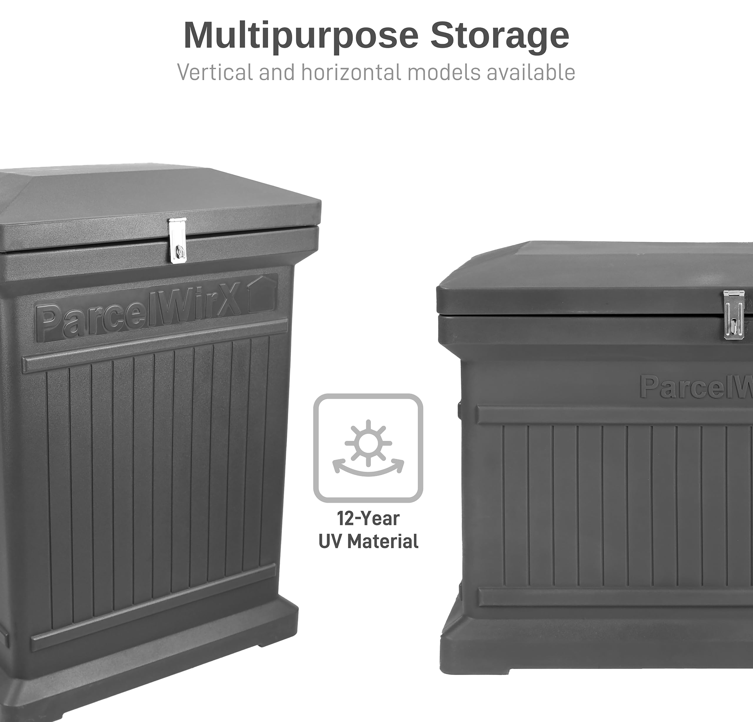 Premium Vertical Storage Cabinet - Lockable Package Delivery Box with Hinged Lid in Graphite | Secure Mail & Parcel Organizer for Home, Office & Porch | Durable Weatherproof Package Drop Box
