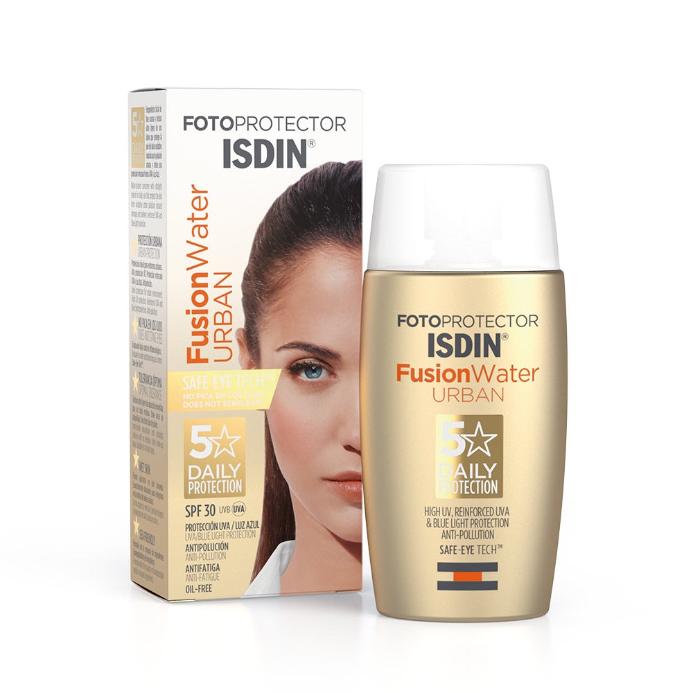 ISDIN Fusion Water Urban SPF30 Sunscreen - 50ml Lightweight Moisturizing Face & Body Sunscreen for Daily Protection | Perfect for Outdoor Activities & City Life