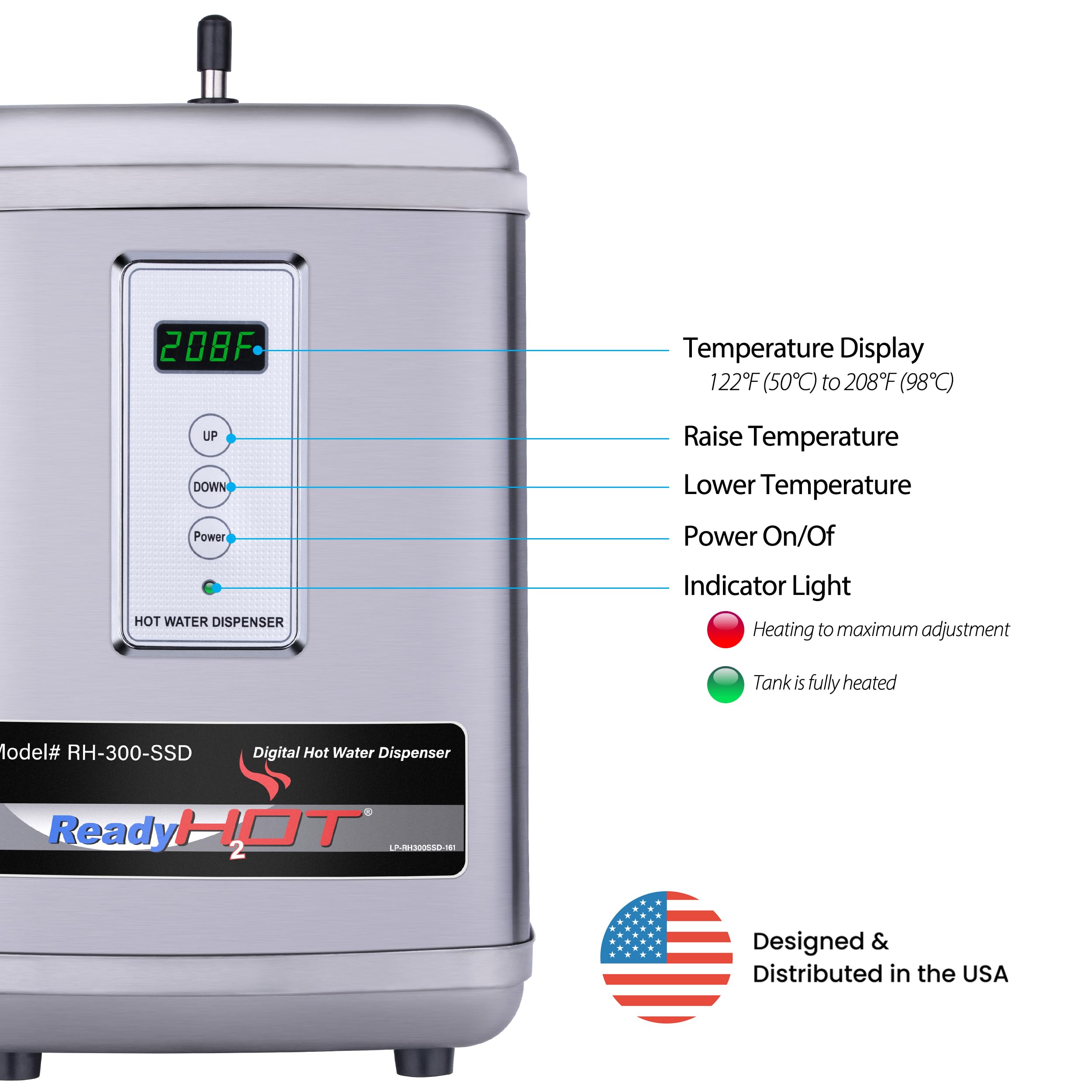 Instant Hot Water Dispenser System - 2.5 Quarts Digital Display with Dual Lever Hot & Cold Faucet in Polished Chrome | Under Sink Water Heater for Kitchen, Office, Coffee & Tea Station