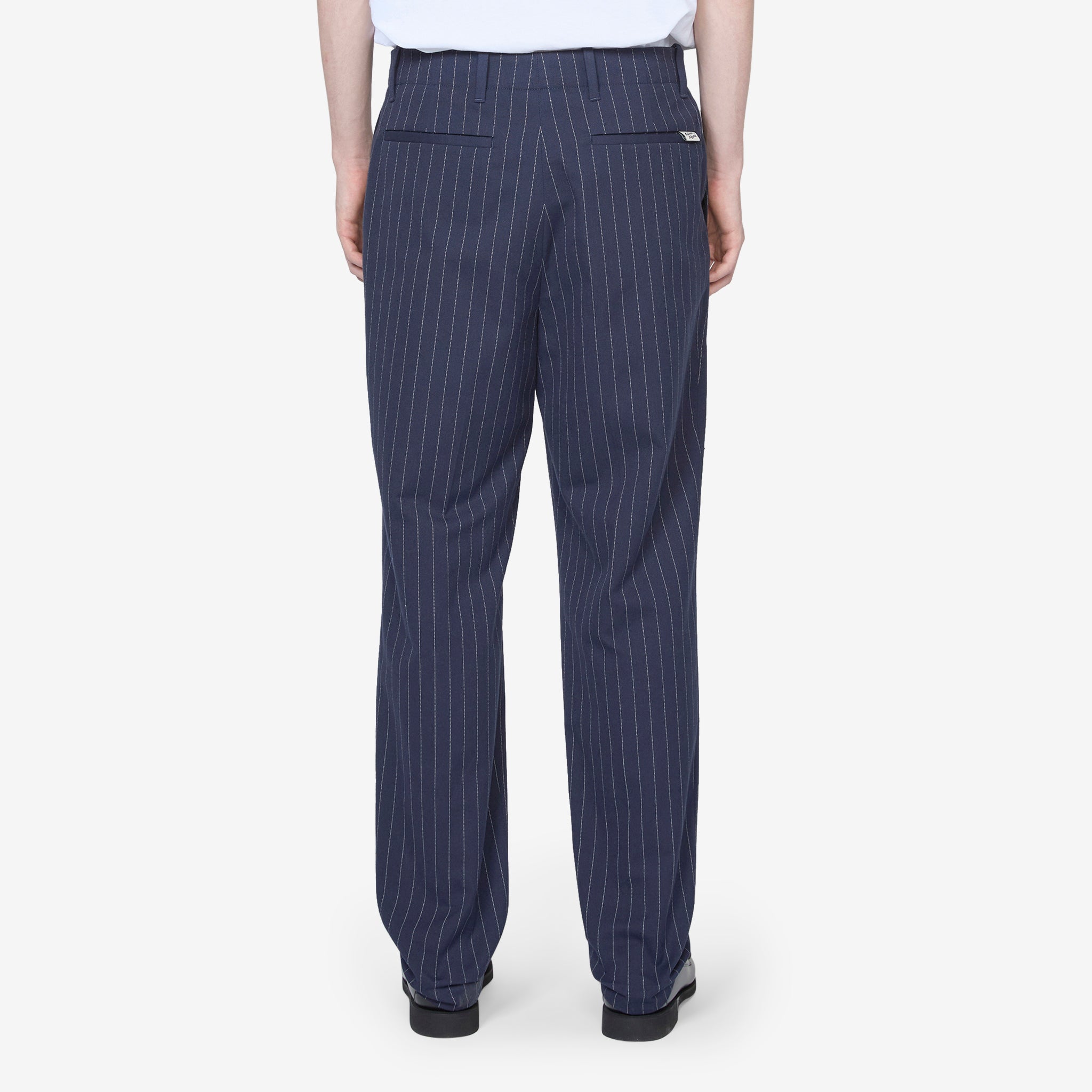 Tailored Pleated Pants for Women - Navy Blue Striped Dress Pants for Office Work & Business Casual Wear